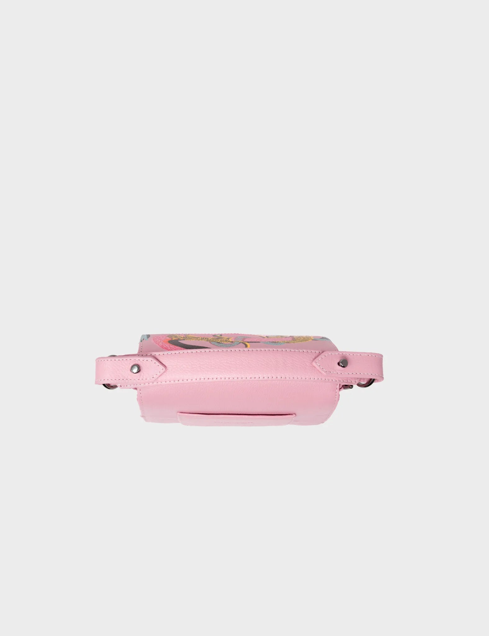 Micro Crossbody Handbag Blush Pink Leather - Tiger and Snake Print - Top