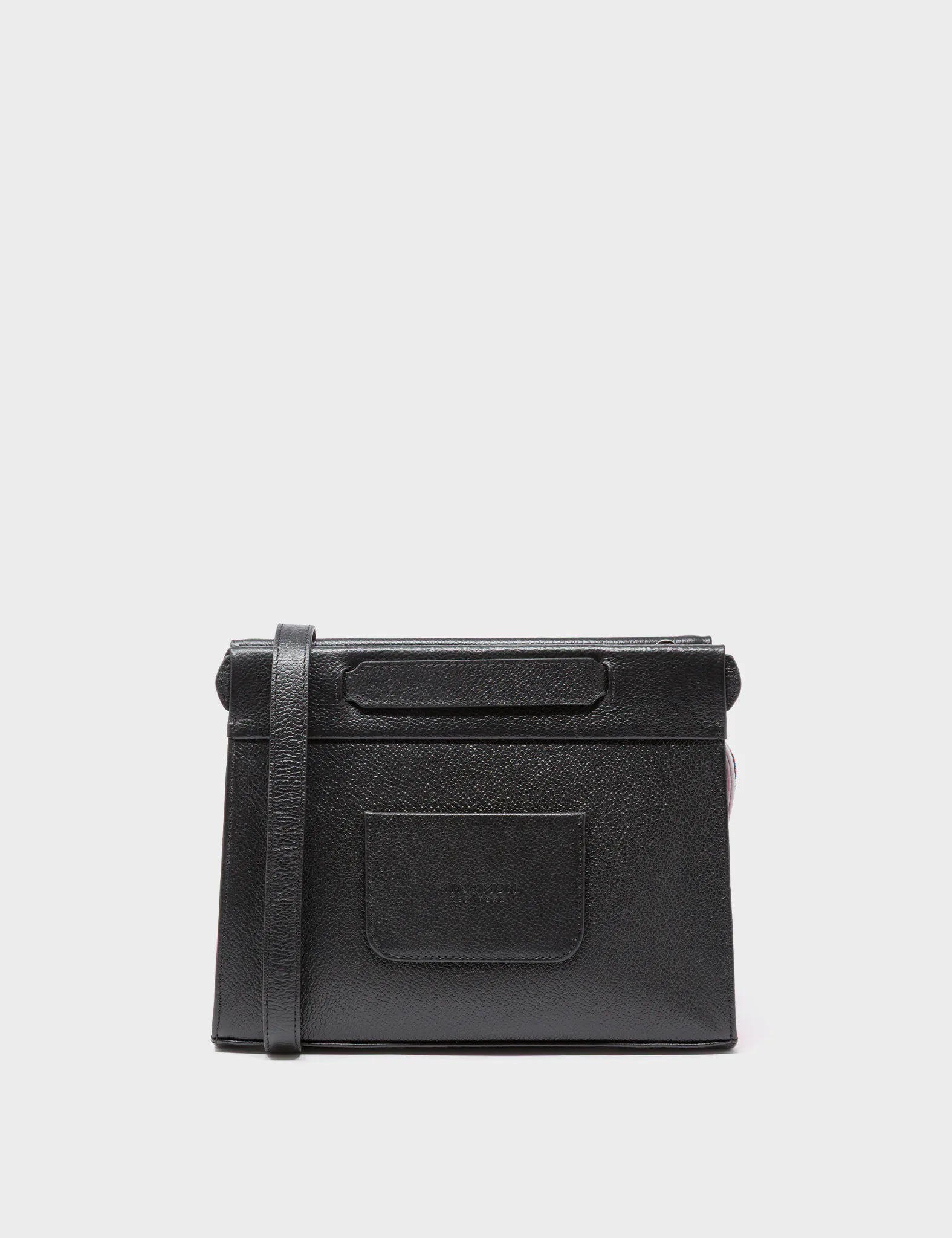 Vali Crossbody Small Black and Bubblegum Pink Leather Bag - All Over Eyes Embroidery - Back