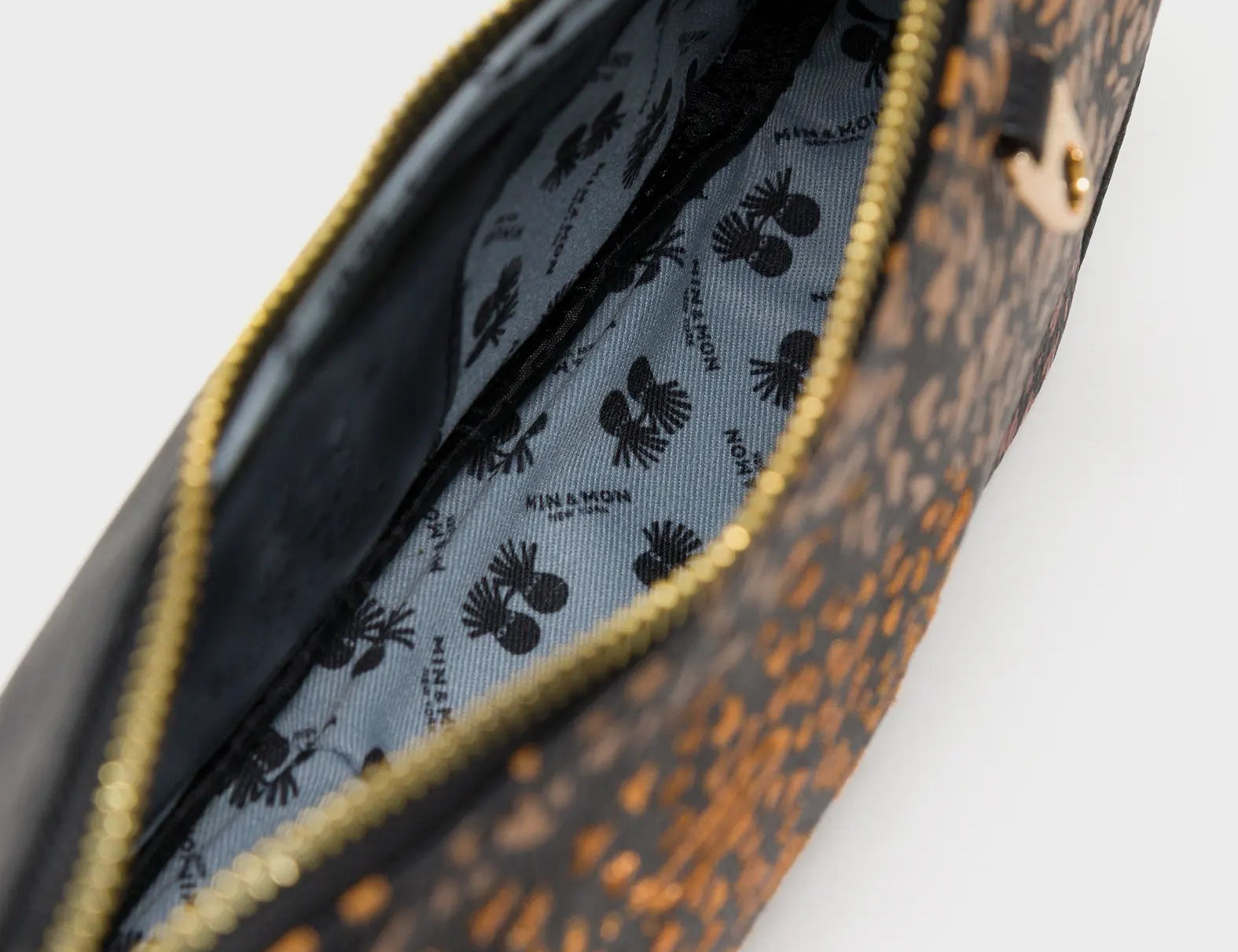 Lucas Hobo Mini Black Handbag - Retro Tiger Embroidery - Inside View