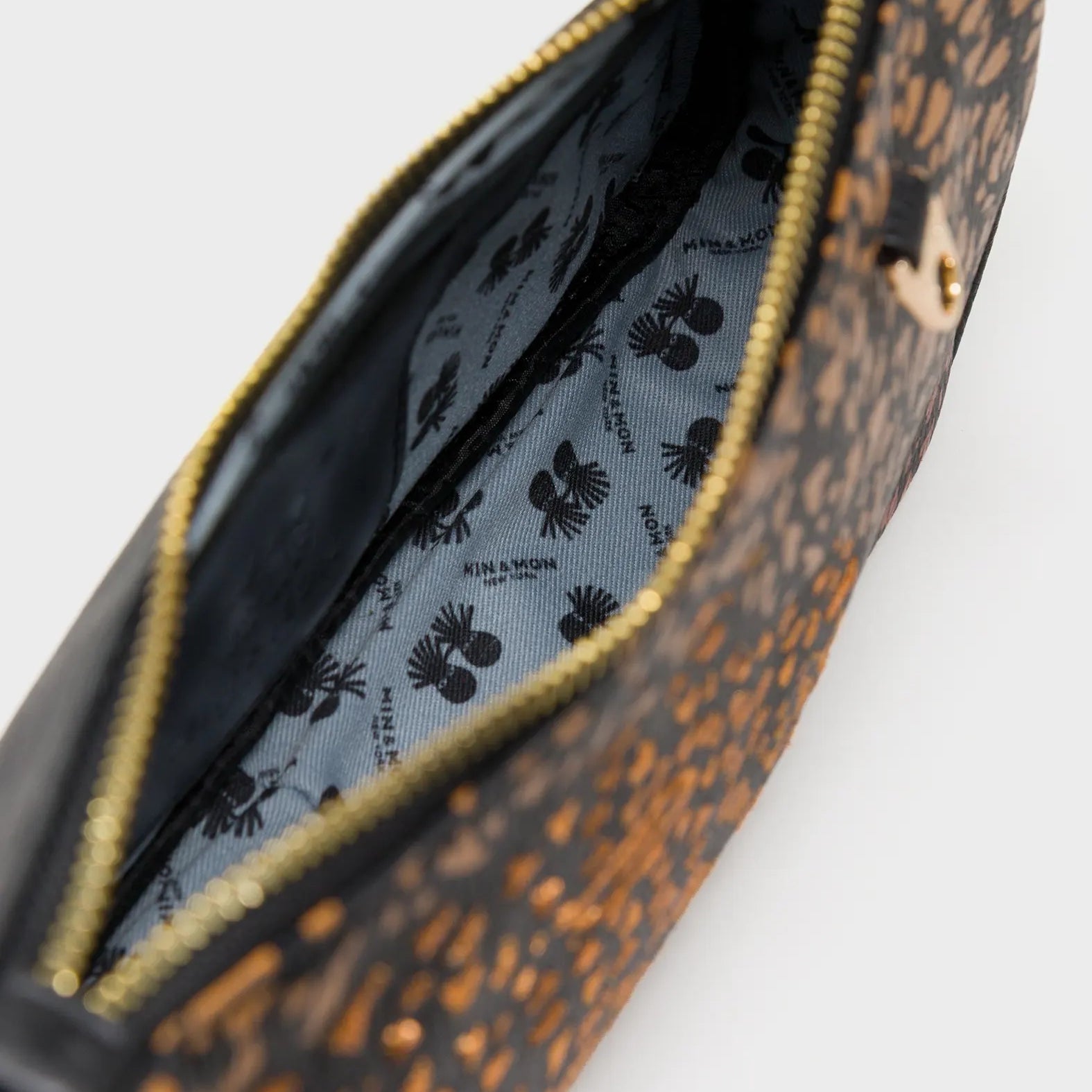 Lucas Hobo Mini Black Handbag - Retro Tiger Embroidery - Inside View