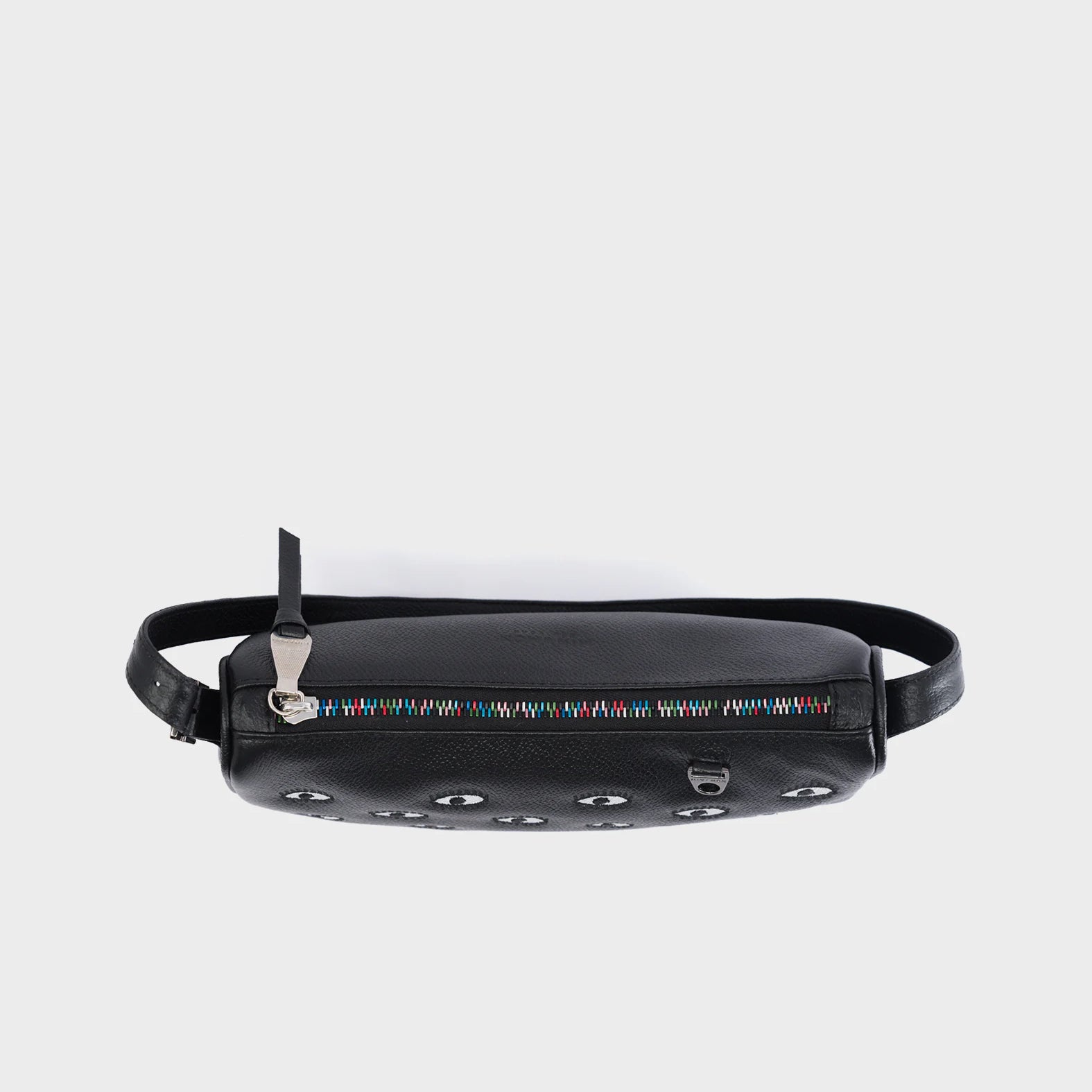 Lucas Hobo Mini Black bag - All Over Eyes Embroidery - Top View