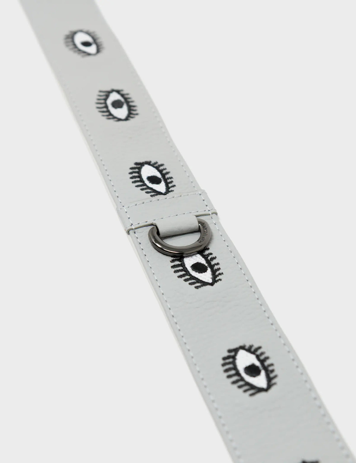 Detachable Moonwalk Gray Leather Shoulder Strap - All Over Eyes Embroidery - Detail view
