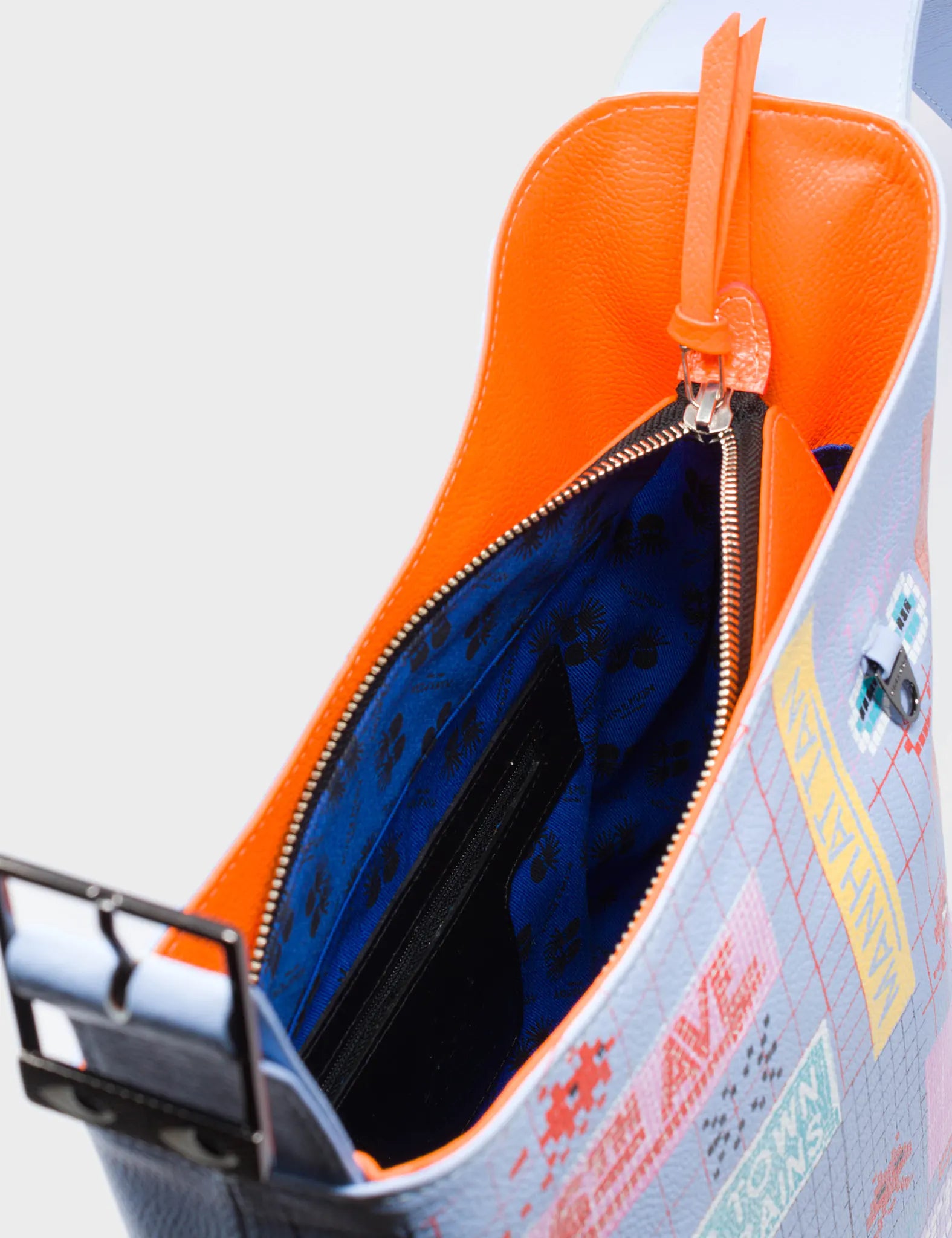 Vinyl Windsurfer Blue Bucket Bag - Subway Stories Print - Detail View