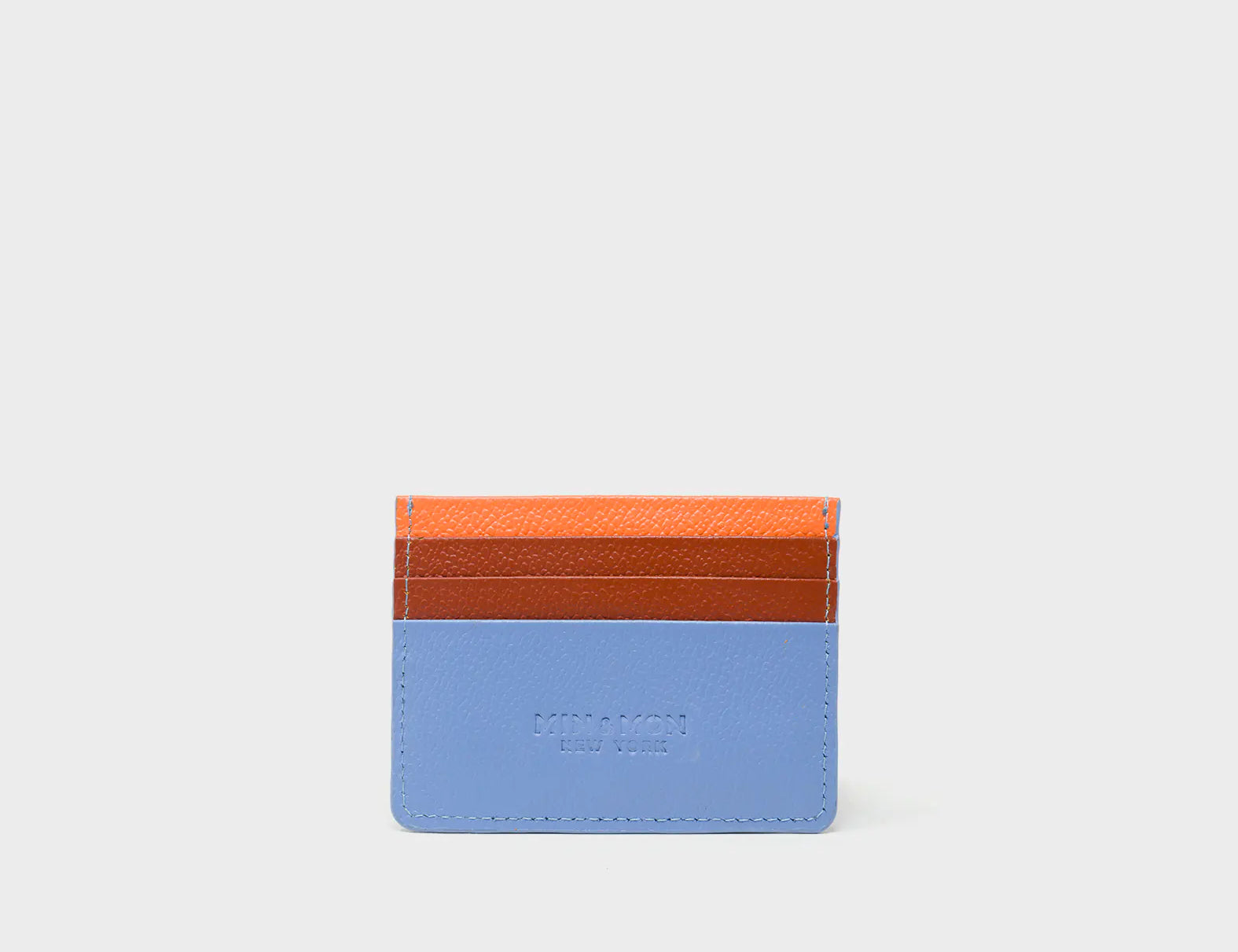 Filium Vista Blue Leather Cardholder - Retro Tiger Embroidery - Back view