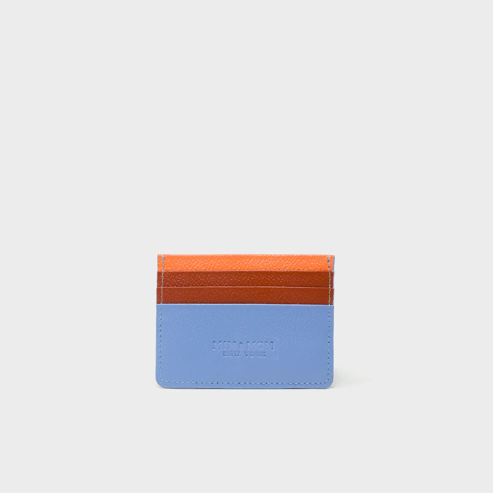 Filium Vista Blue Leather Cardholder - Retro Tiger Embroidery - Back view