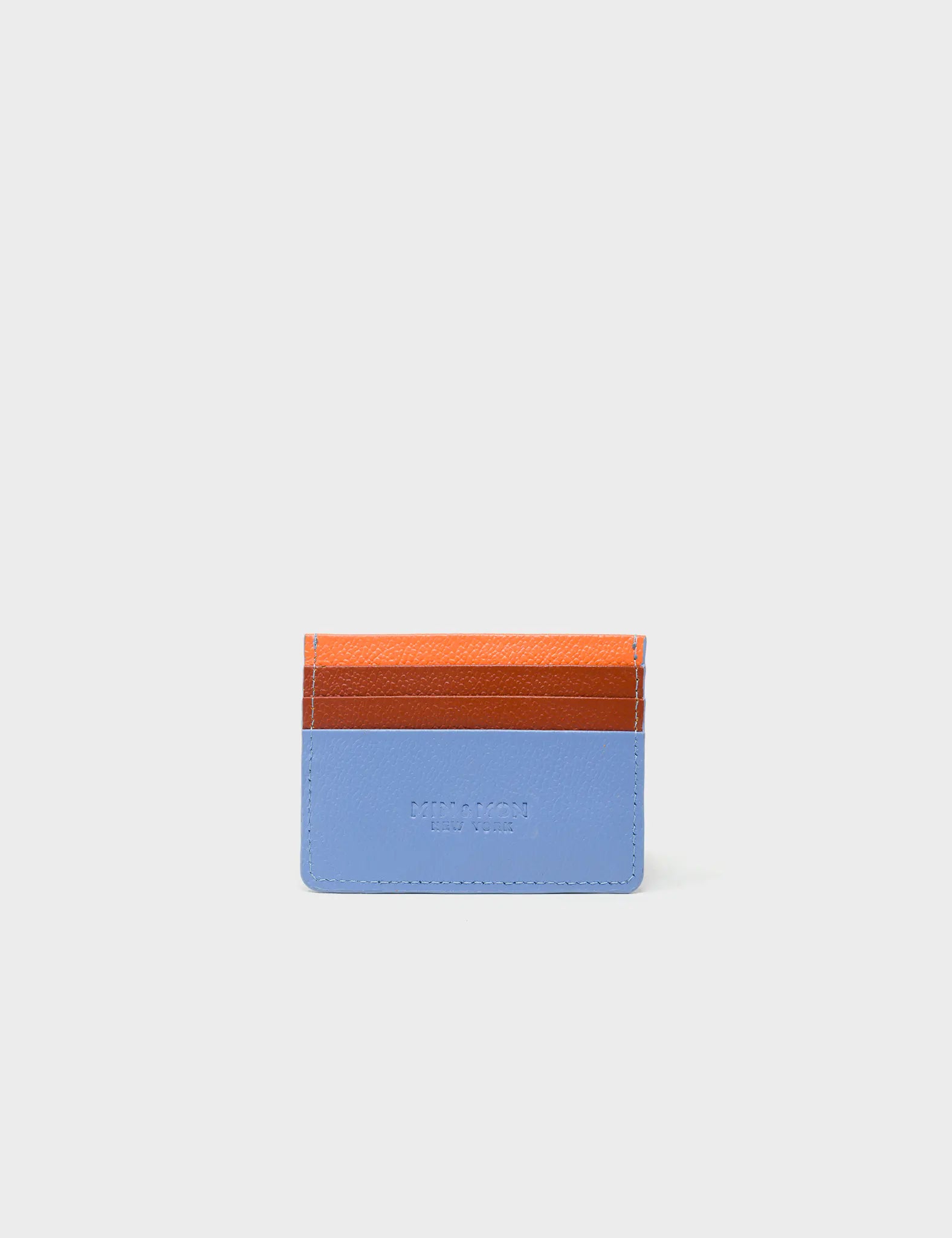 Filium Vista Blue Leather Cardholder - Retro Tiger Embroidery - Back view