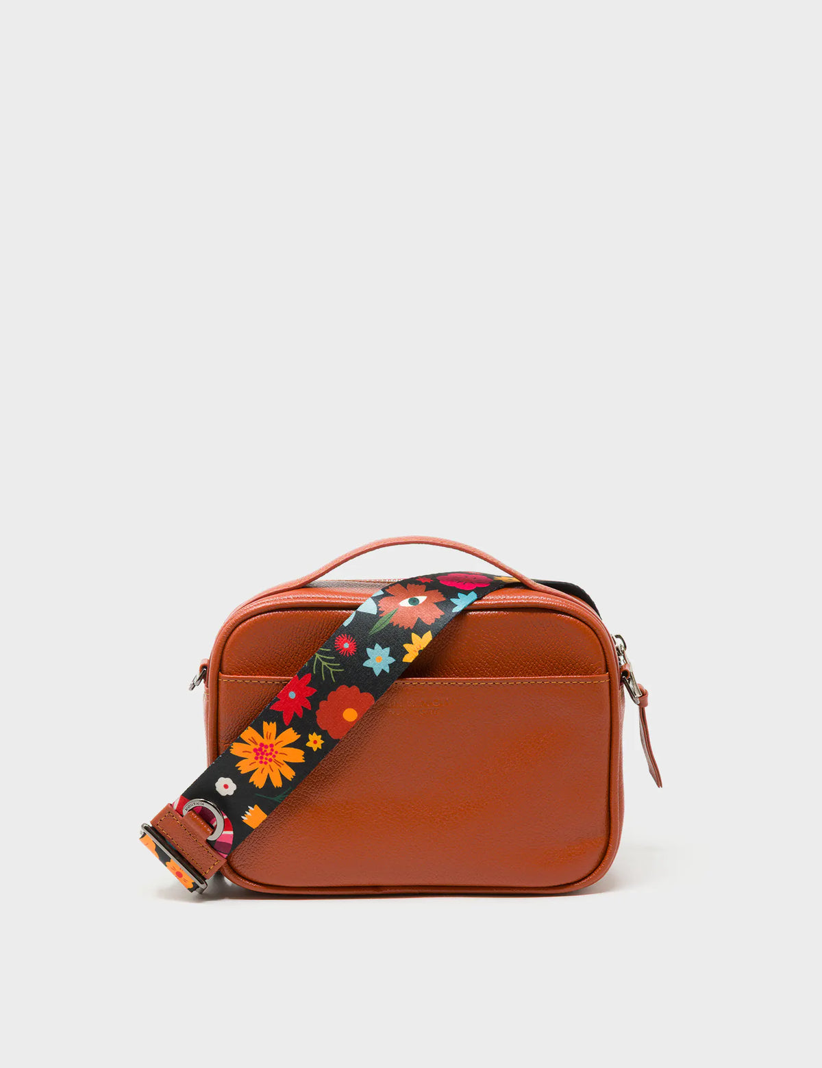 Verto Baked City Brown Leather Crossbody Bag - Happy Tiger Embroidery - Back View