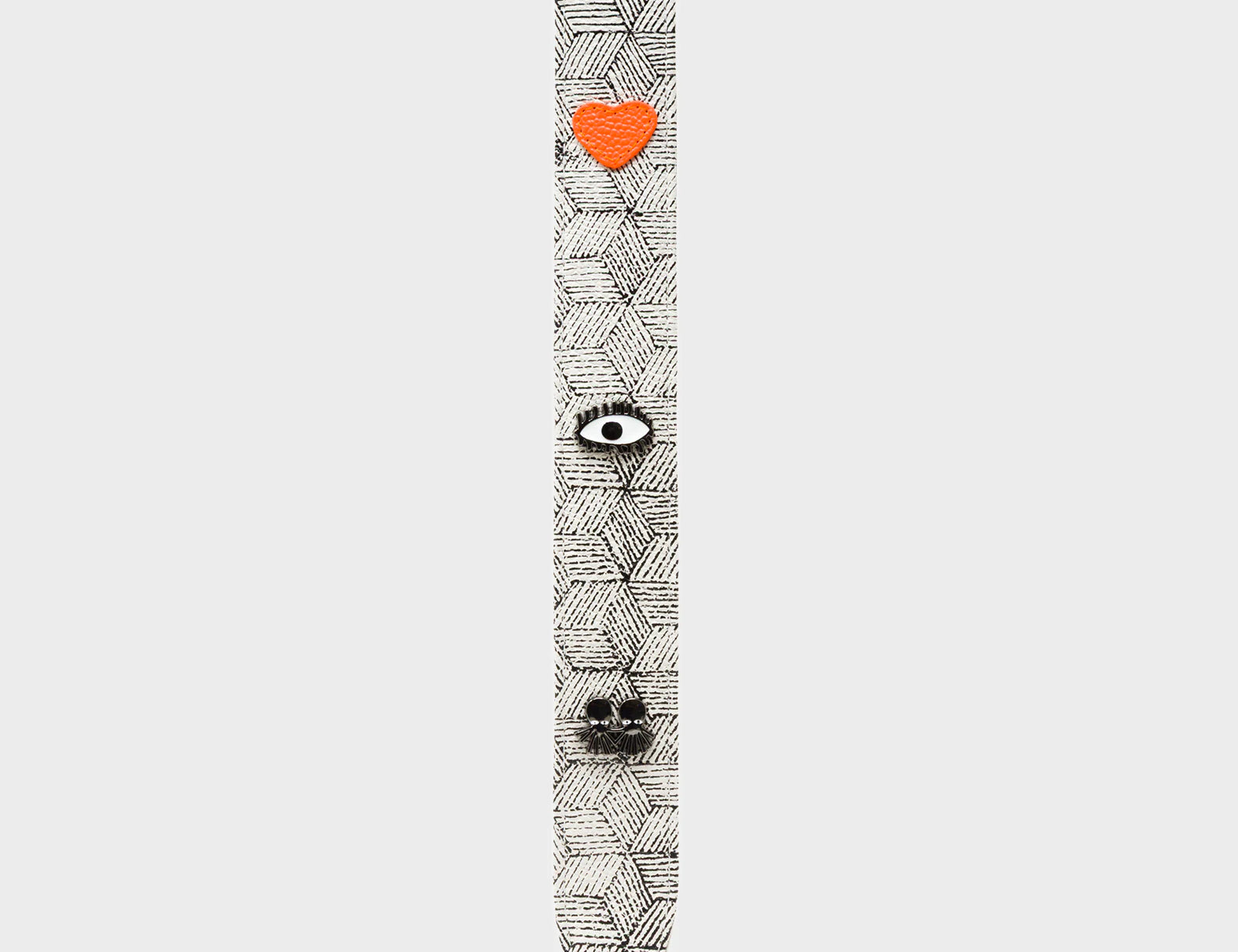 Detachable Cream Leather Shoulder Strap - Cubes Design - Studs view