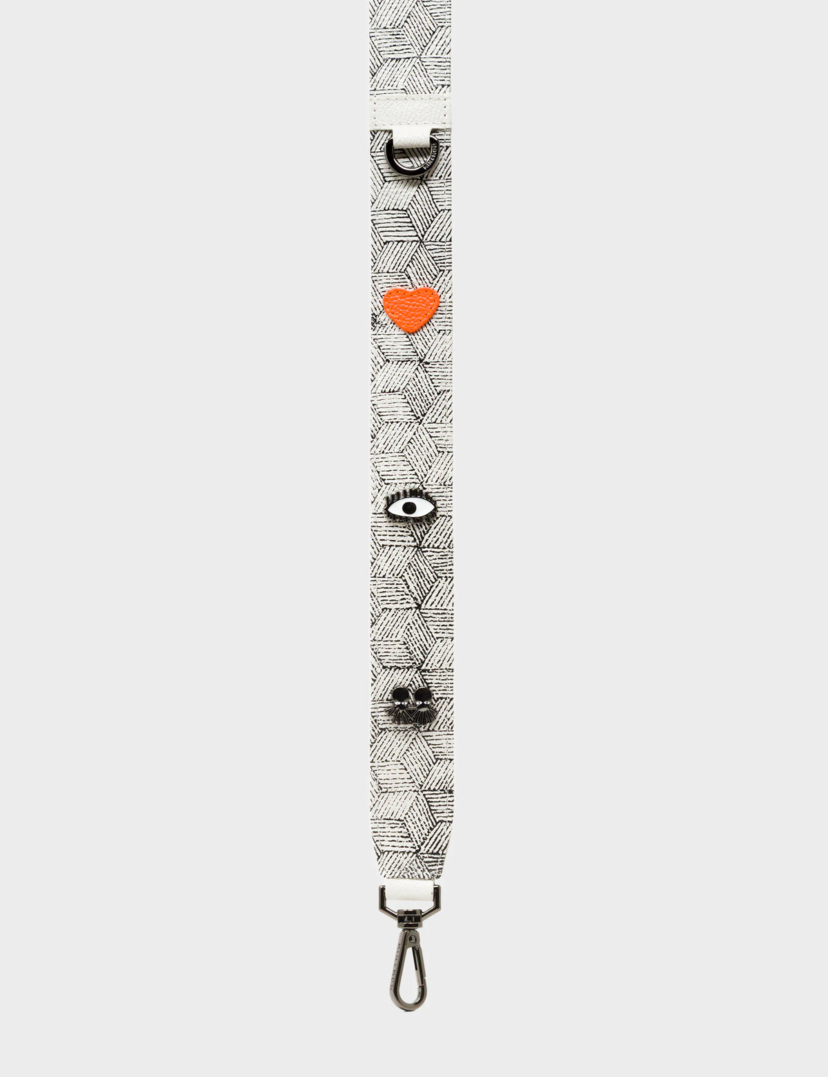 Detachable Cream Leather Shoulder Strap - Cubes Design - Studs view