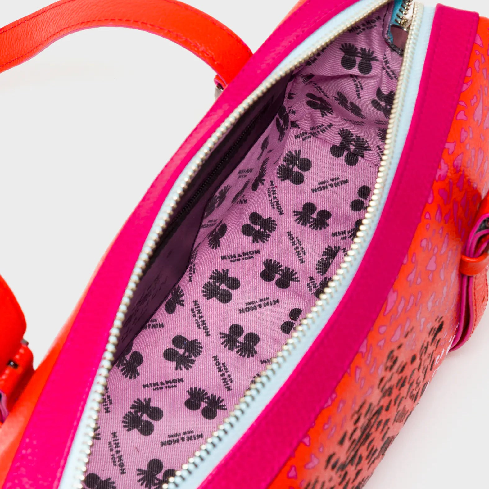 Esther Fiesta Red Satchel Mini Bag - Retro Tiger Embroidery - Inside View