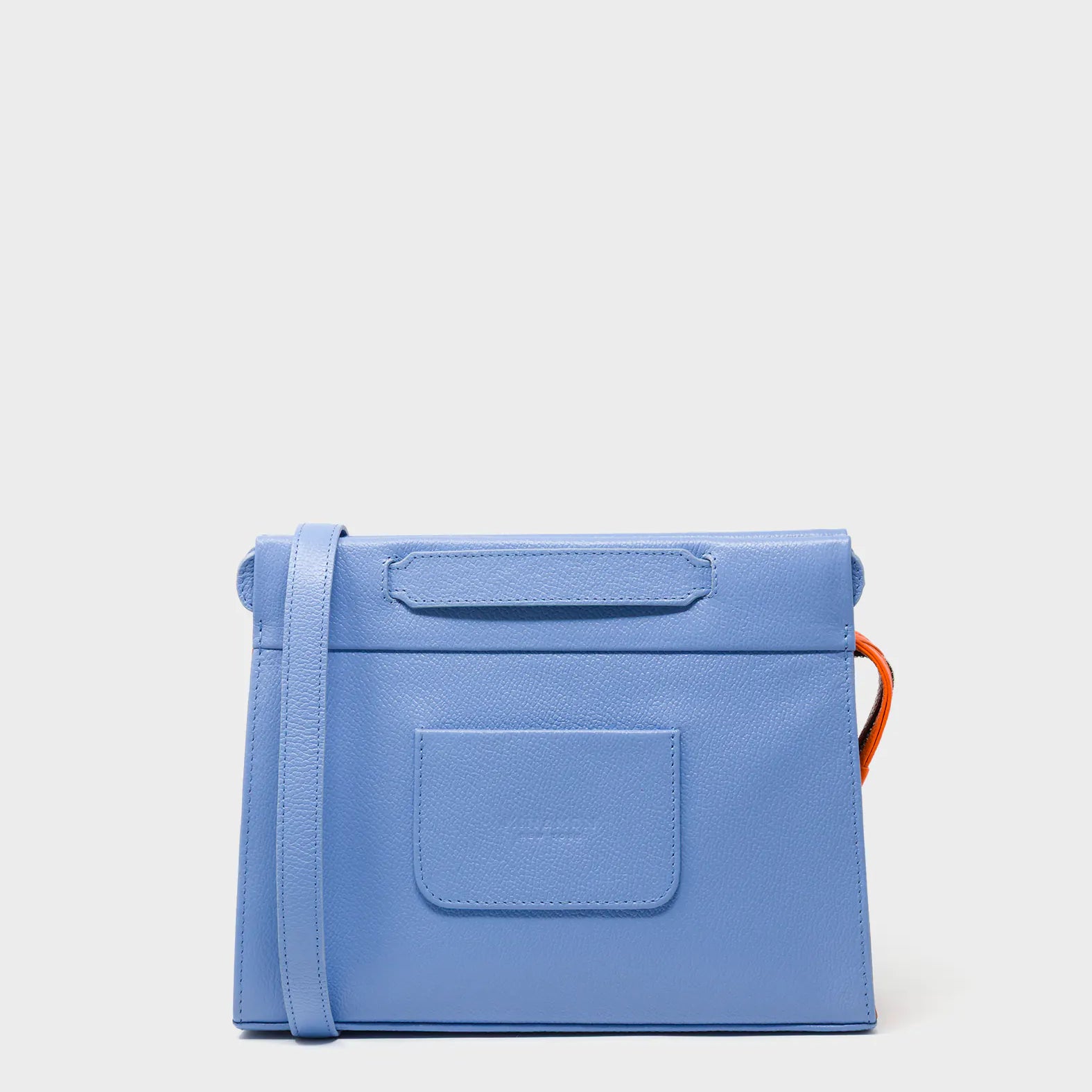 Vali Crossbody Vista Blue Leather Bag - Retro Tiger Design - Back View