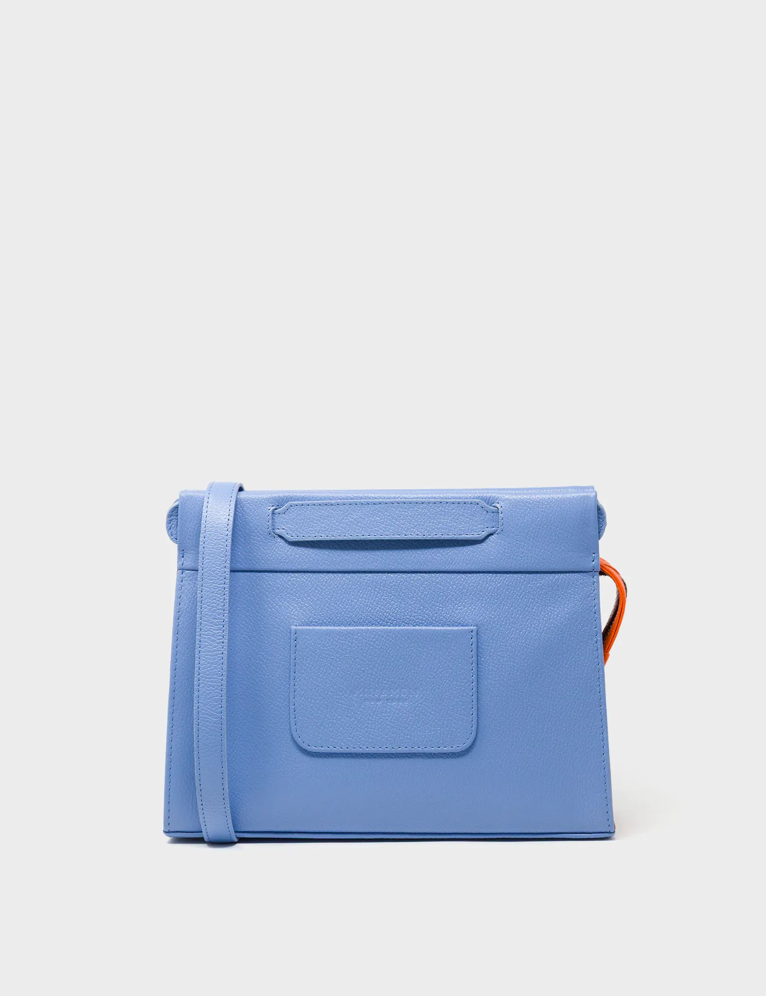 Vali Crossbody Vista Blue Leather Bag - Retro Tiger Design - Back View