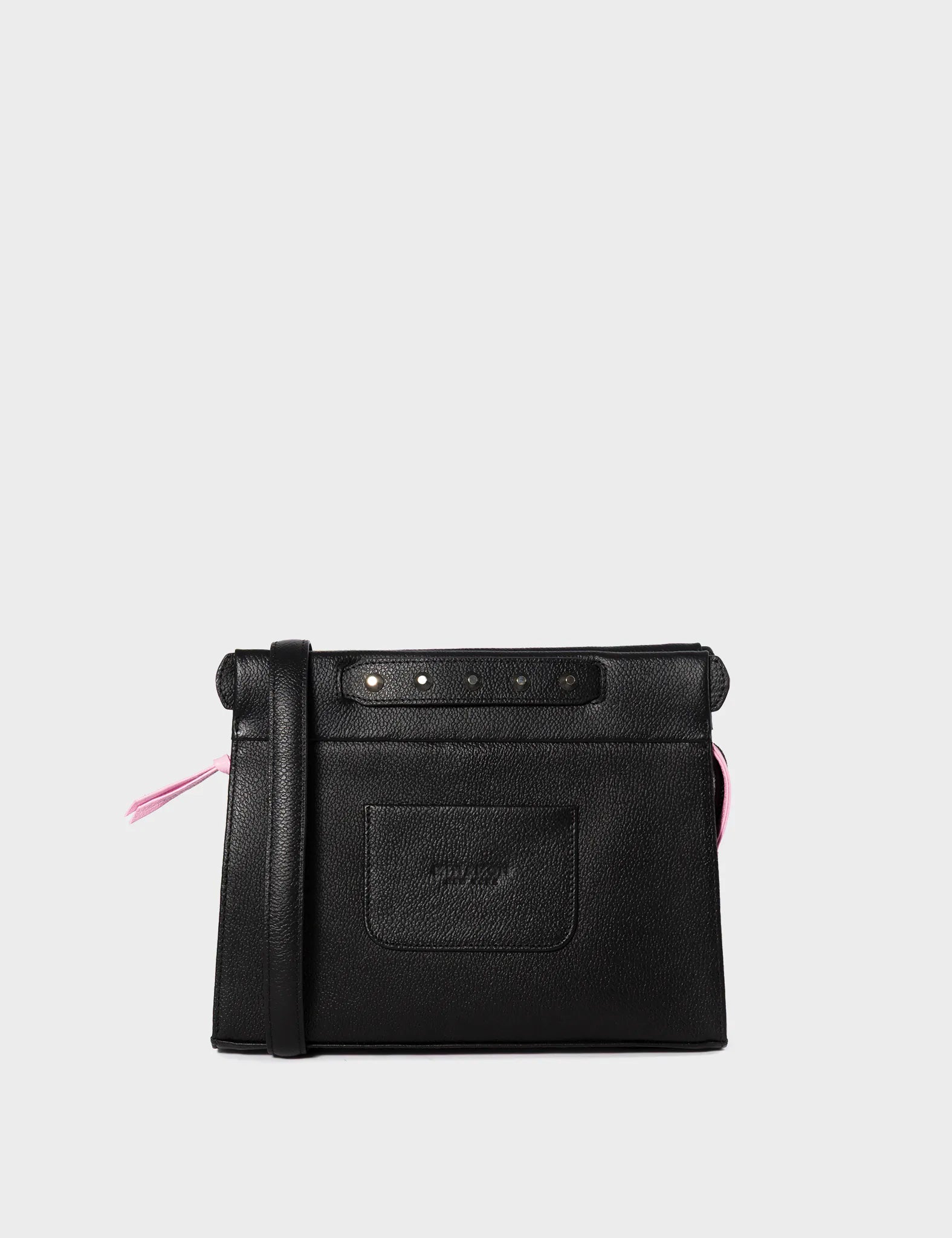 Vali Crossbody Small Black Leather Bag - Autumn Blush Embroidery - Back View