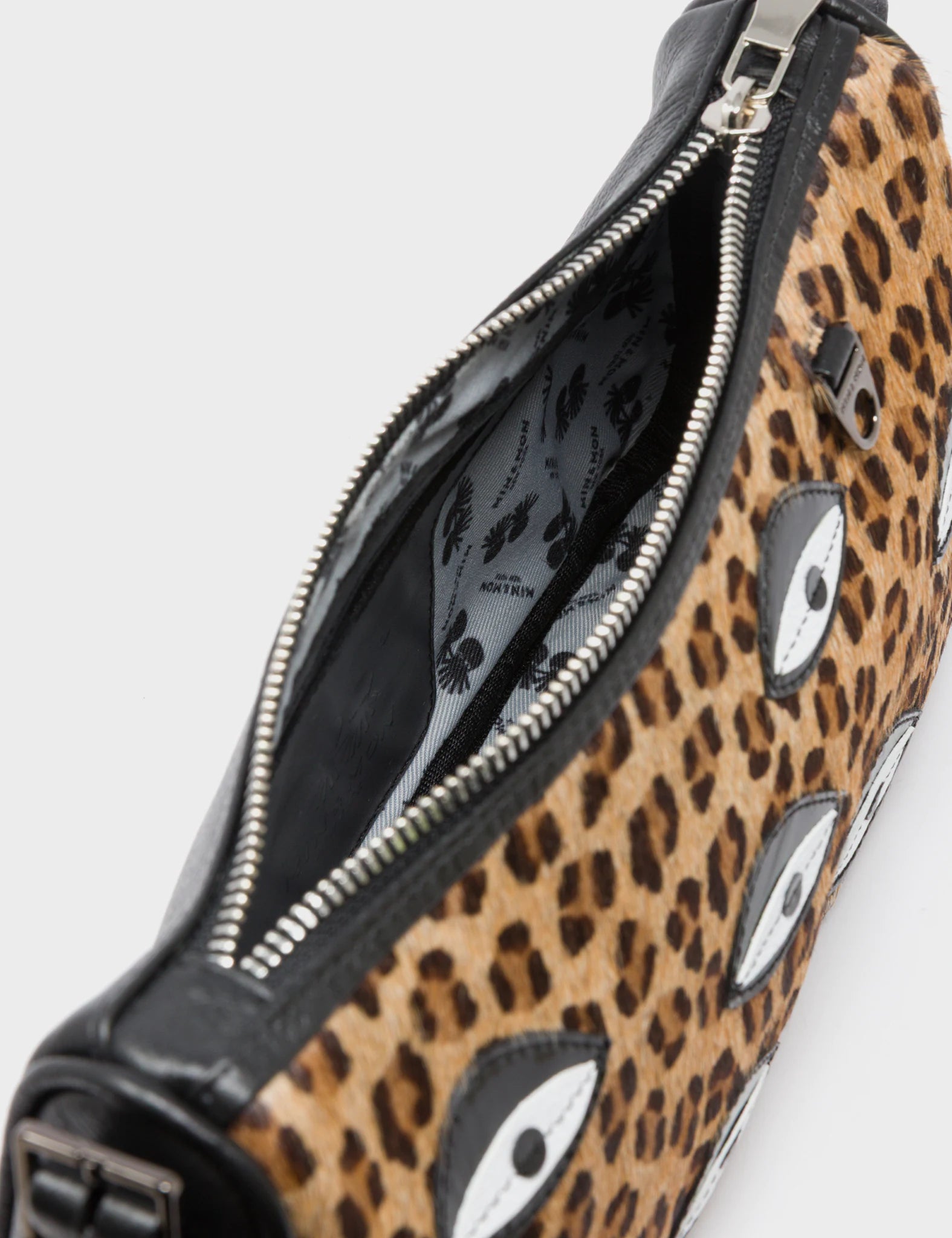 Lucas Hobo Mini Animal Print Handbag - All Over Eyes - Open