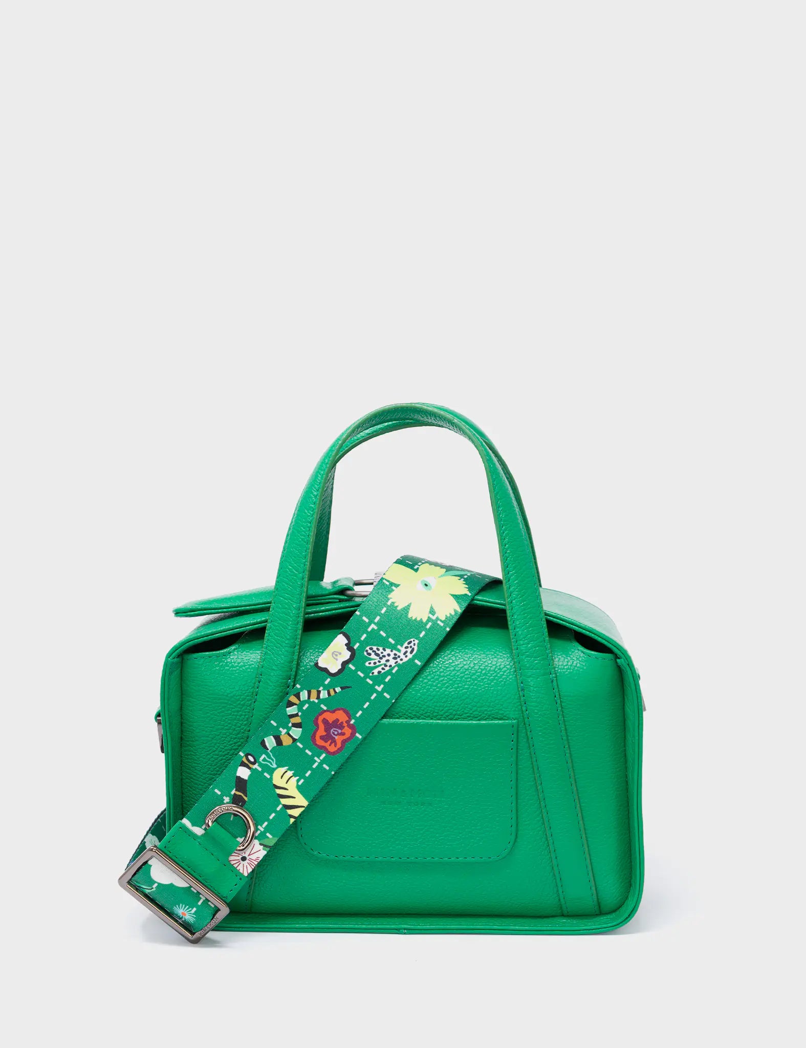 Benji Mini Crossbody Irish Green Leather Bag -  Floralia Embroidery - Back View