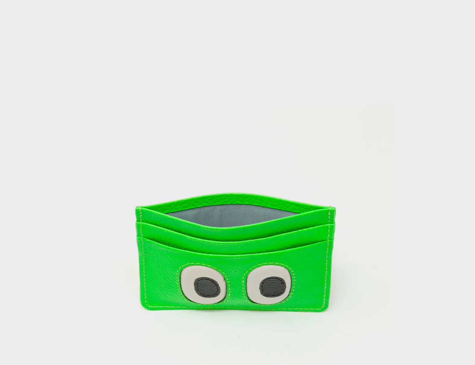 Filium Neon Green Leather Cardholder - Look Up Design - Open