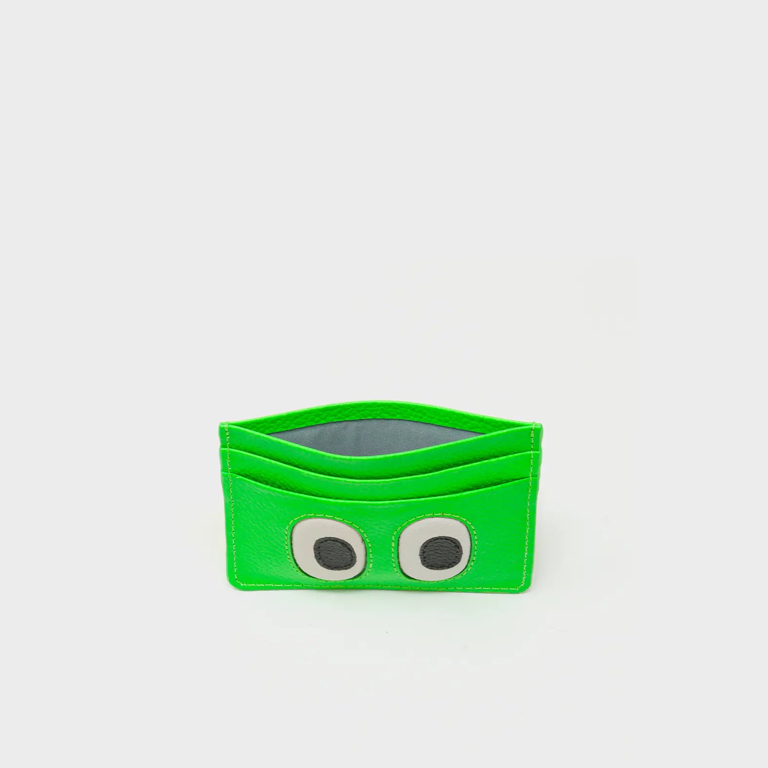 Filium Neon Green Leather Cardholder - Look Up Design - Open