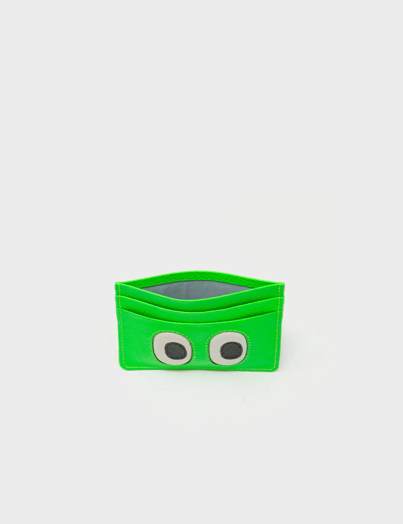 Filium Neon Green Leather Cardholder - Look Up Design - Open
