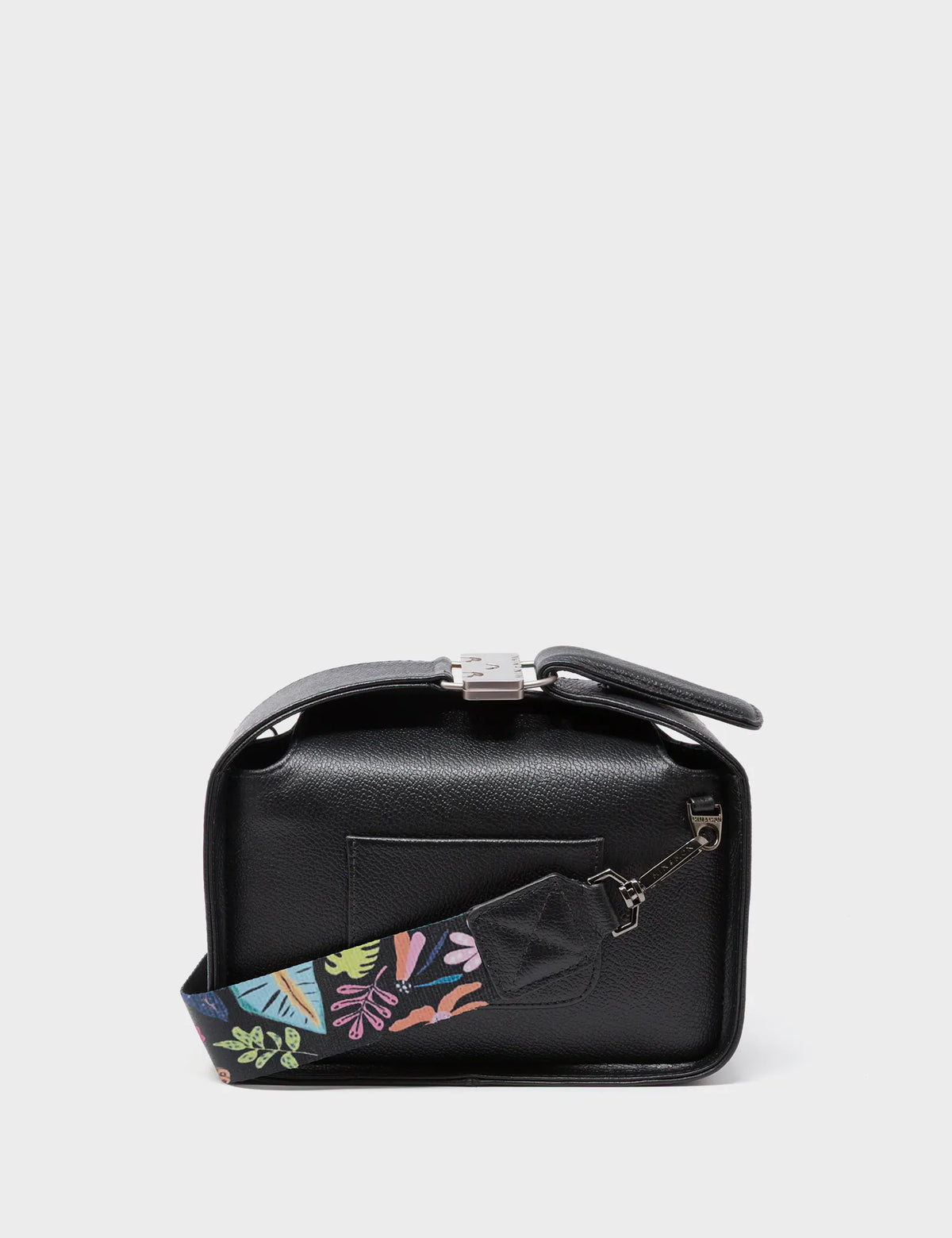 Benji Mini Crossbody Black Leather Bag - Autumn Blush Embroidery - Back View
