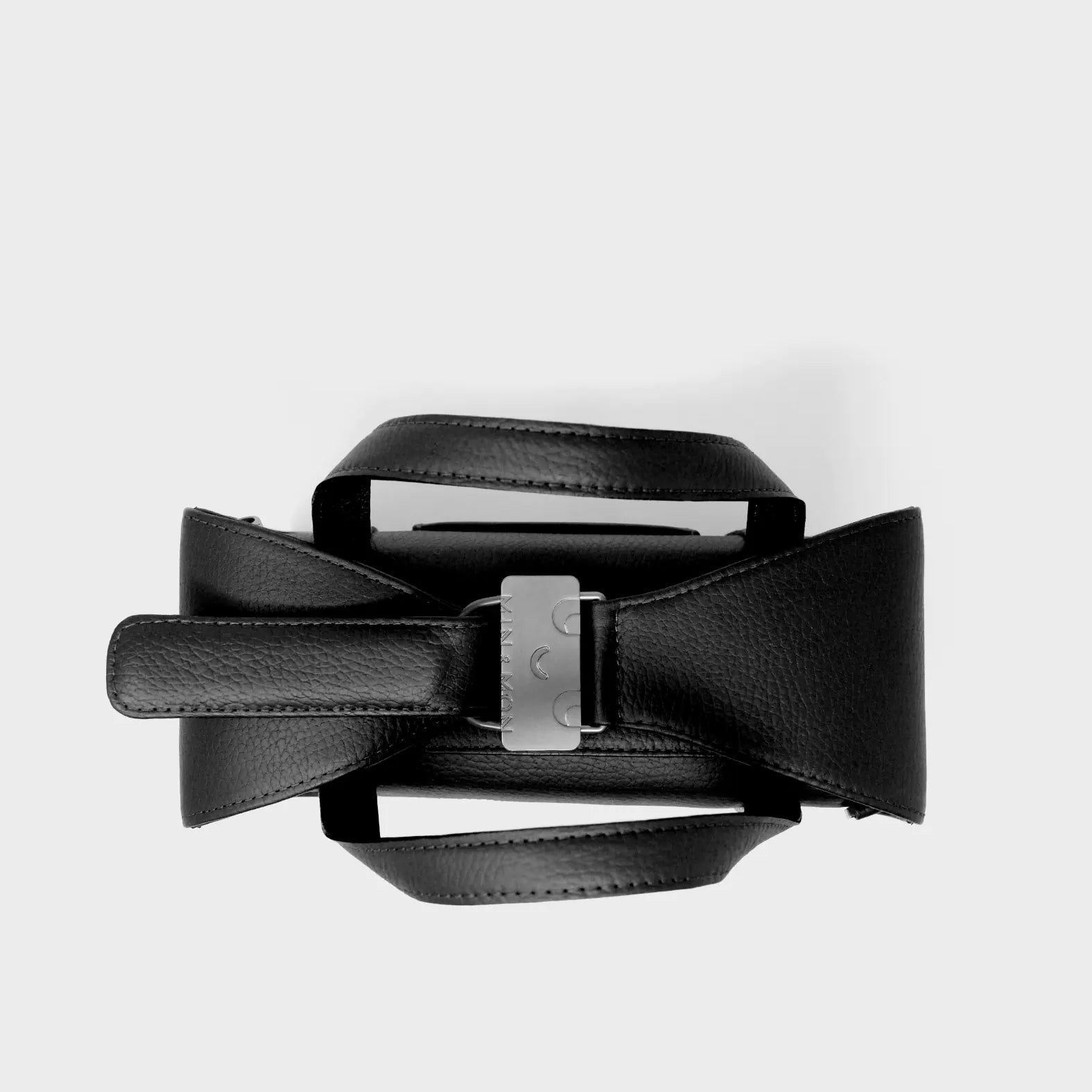 Benji Medium Crossbody Black Leather Bag - Look Up 👀 - Top View
