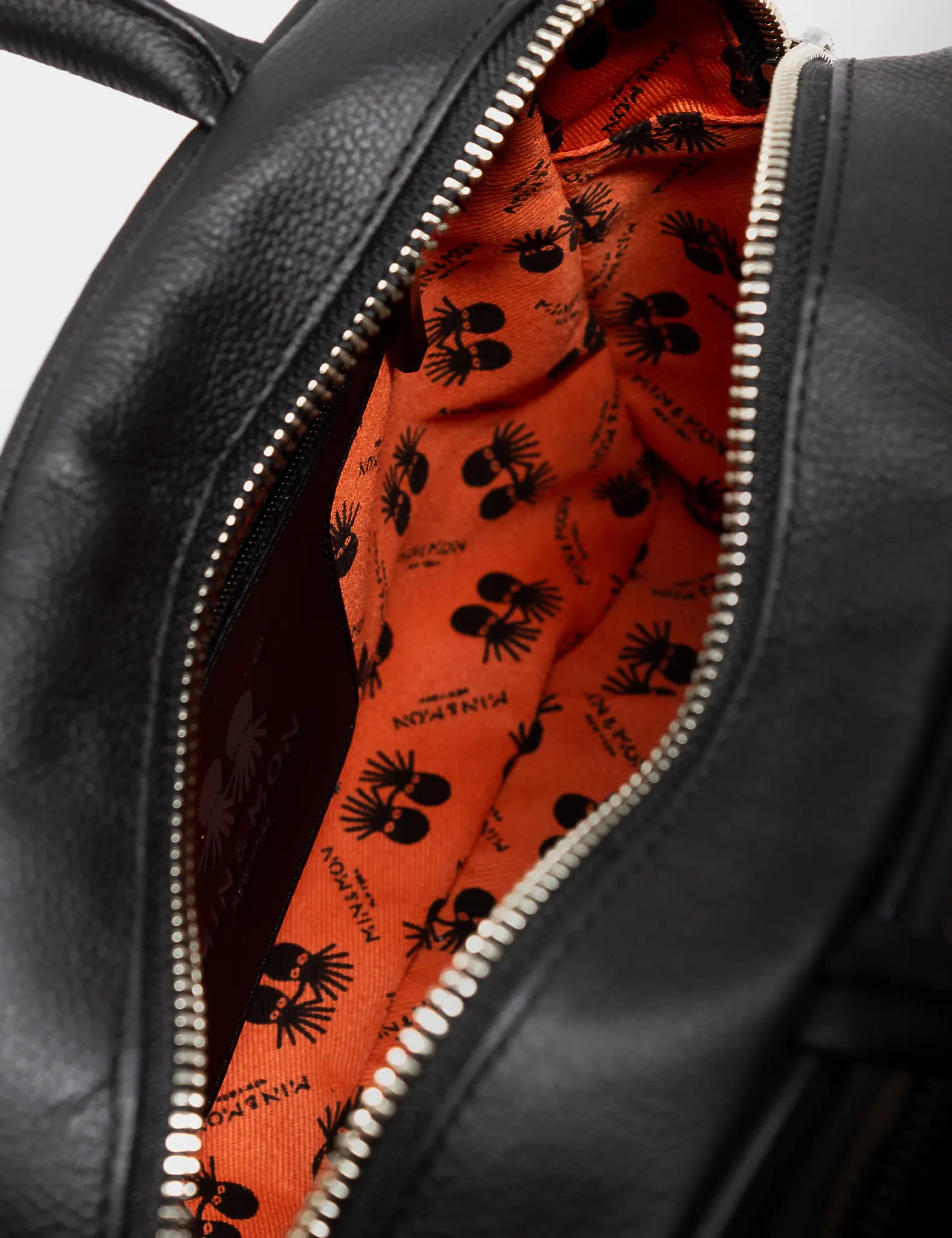 Marino Medium Crossbody Black Leather Bag - Subway Platform Print - Detail View