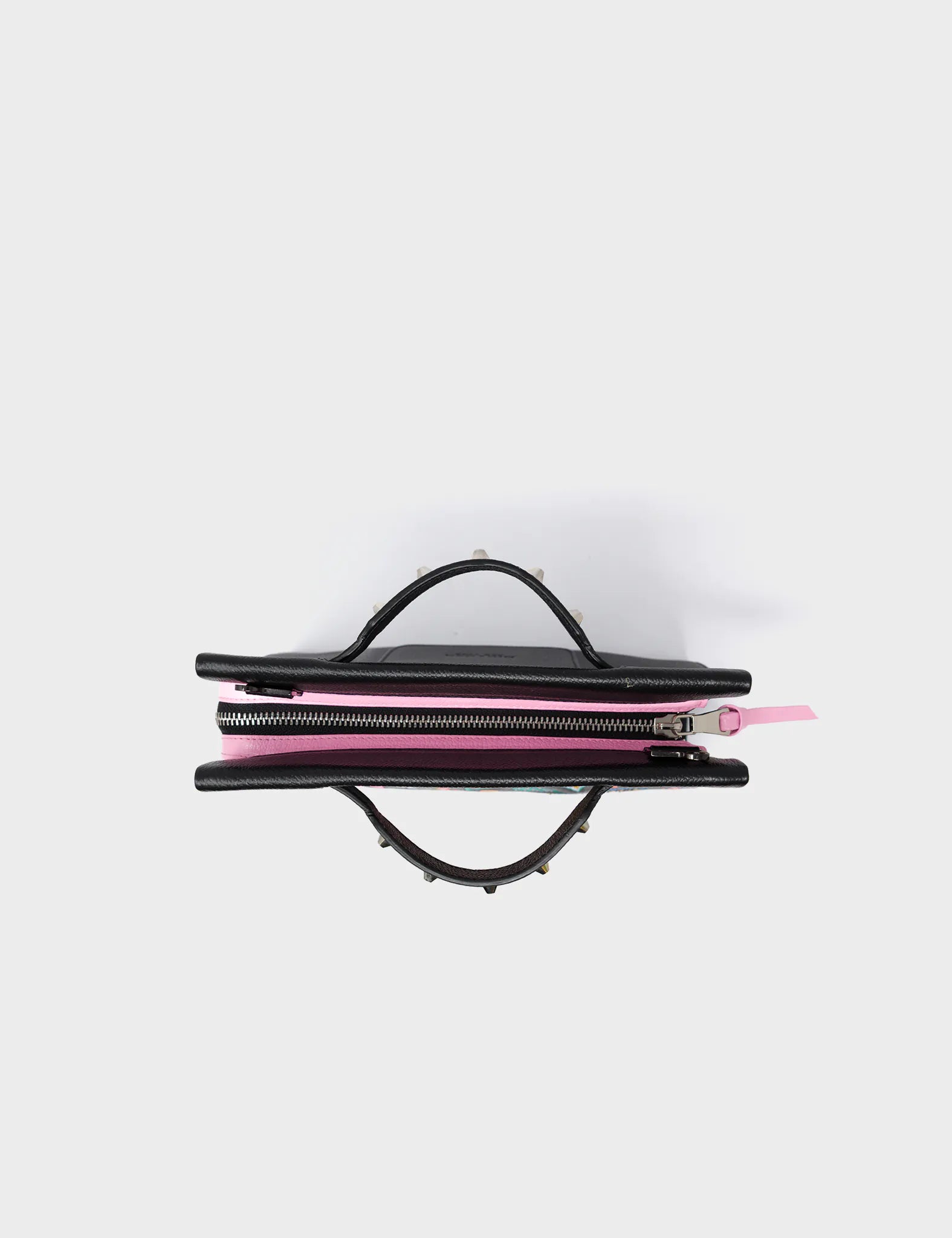 Vali Crossbody Small Black Leather Bag - Autumn Blush Embroidery - Top View