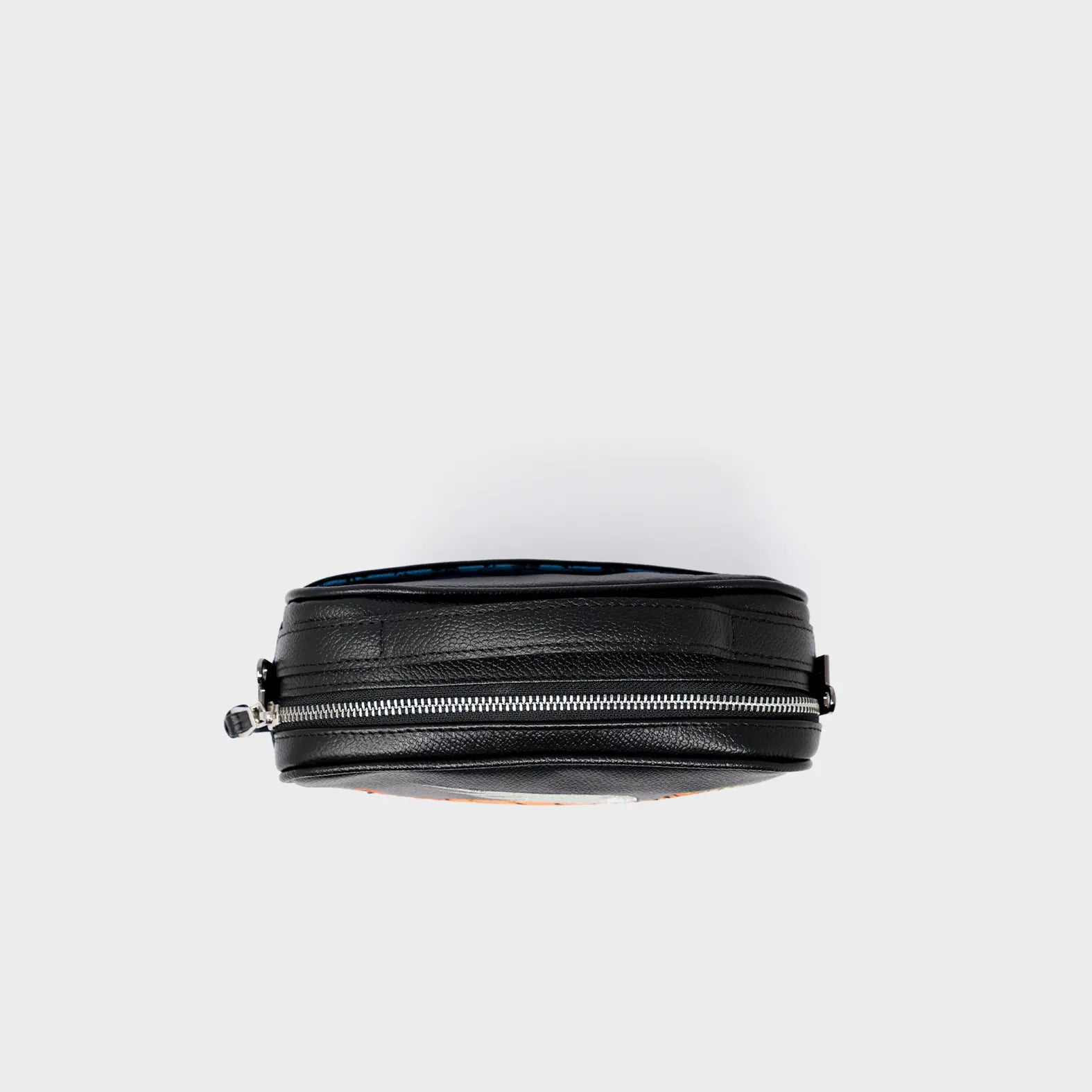 Verto Black Leather Crossbody Bag - Winged Tiger Embroidery - Top View
