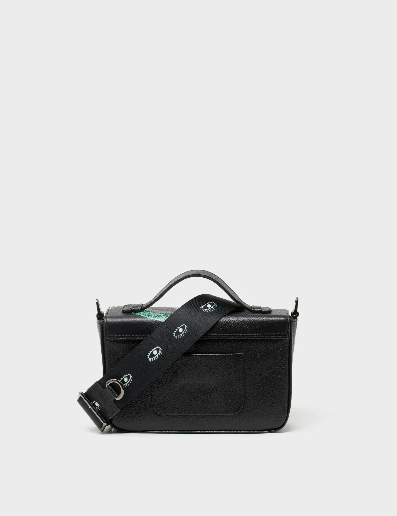 Amantis Black Leather Crossbody Mini Handbag - Tangle Tales Design - Back View