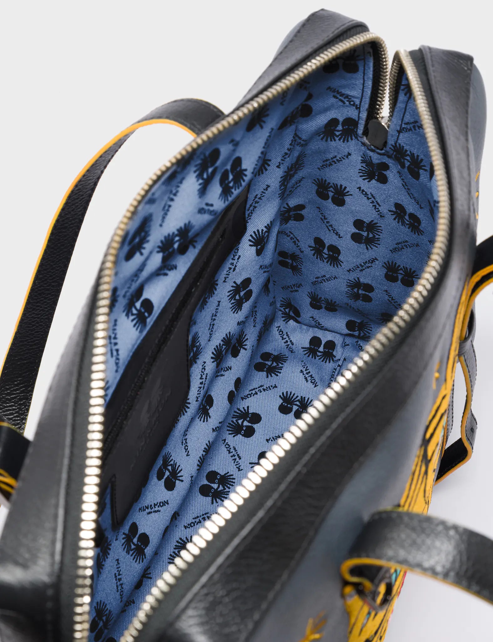 Esther Stormy Gray Satchel Bag - Happy Tiger Embroidery - Inside View