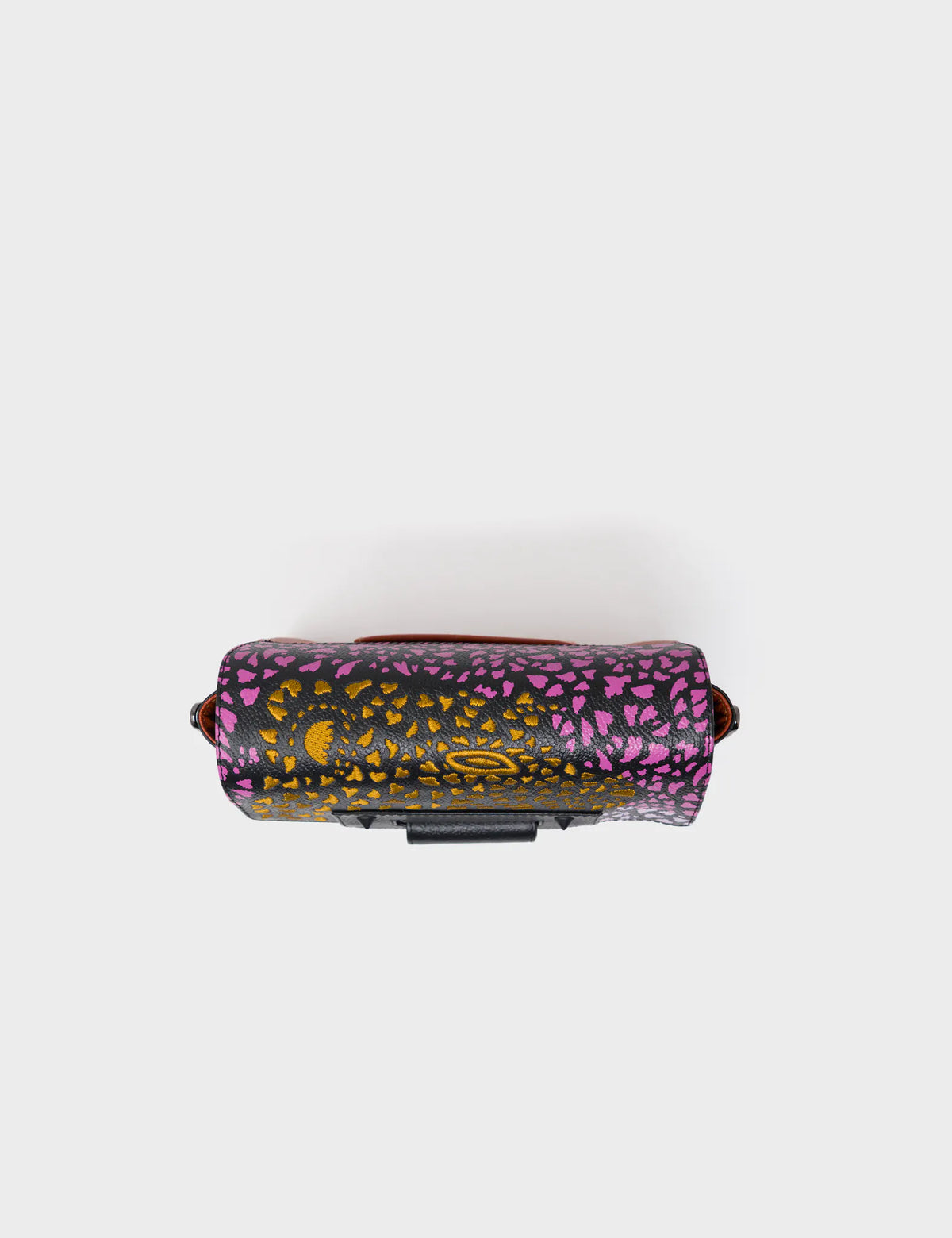 Cael Black Mini Shoulder Bag - Retro Tiger Embroidery - Top