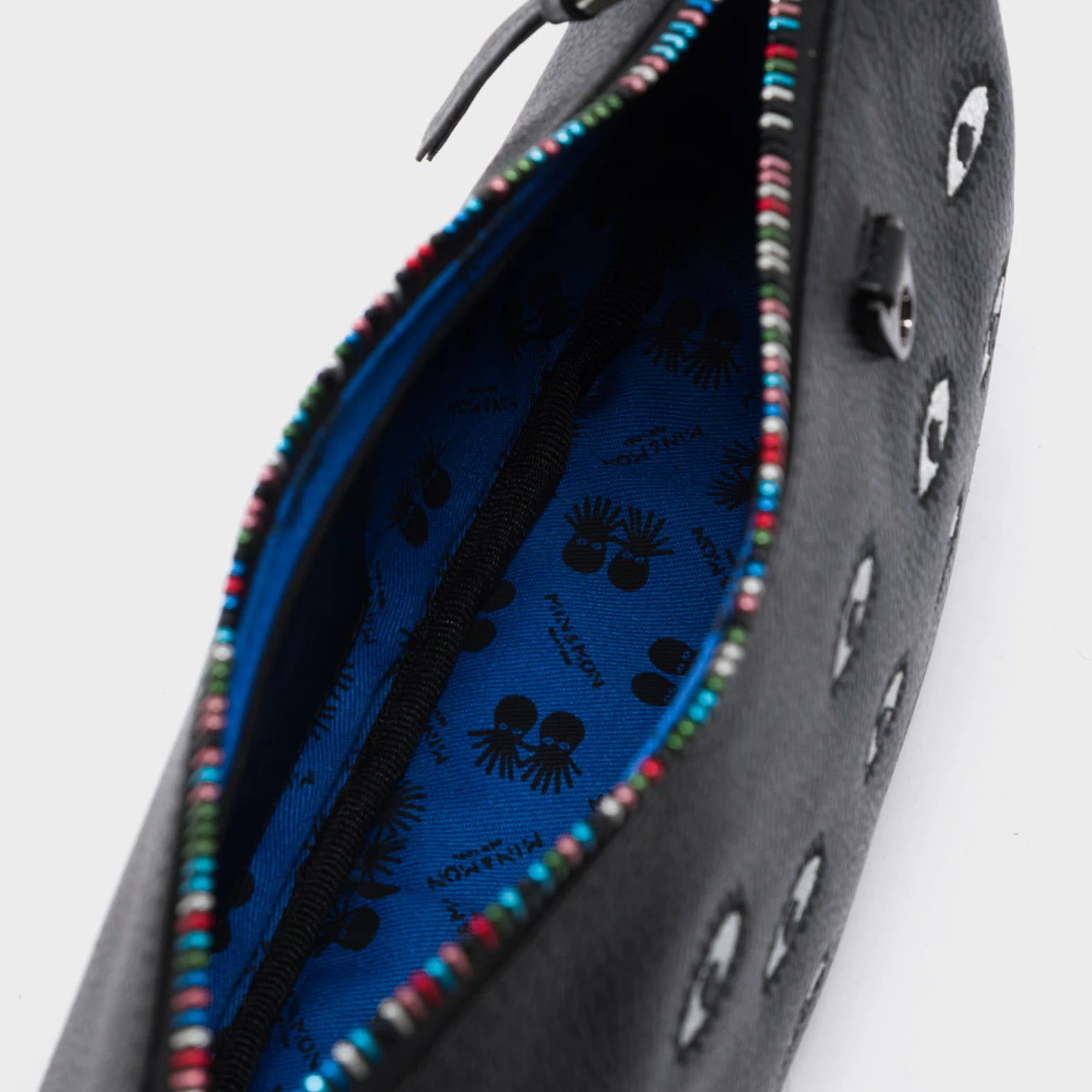 Lucas Hobo Mini Black bag - All Over Eyes Embroidery - Detail View