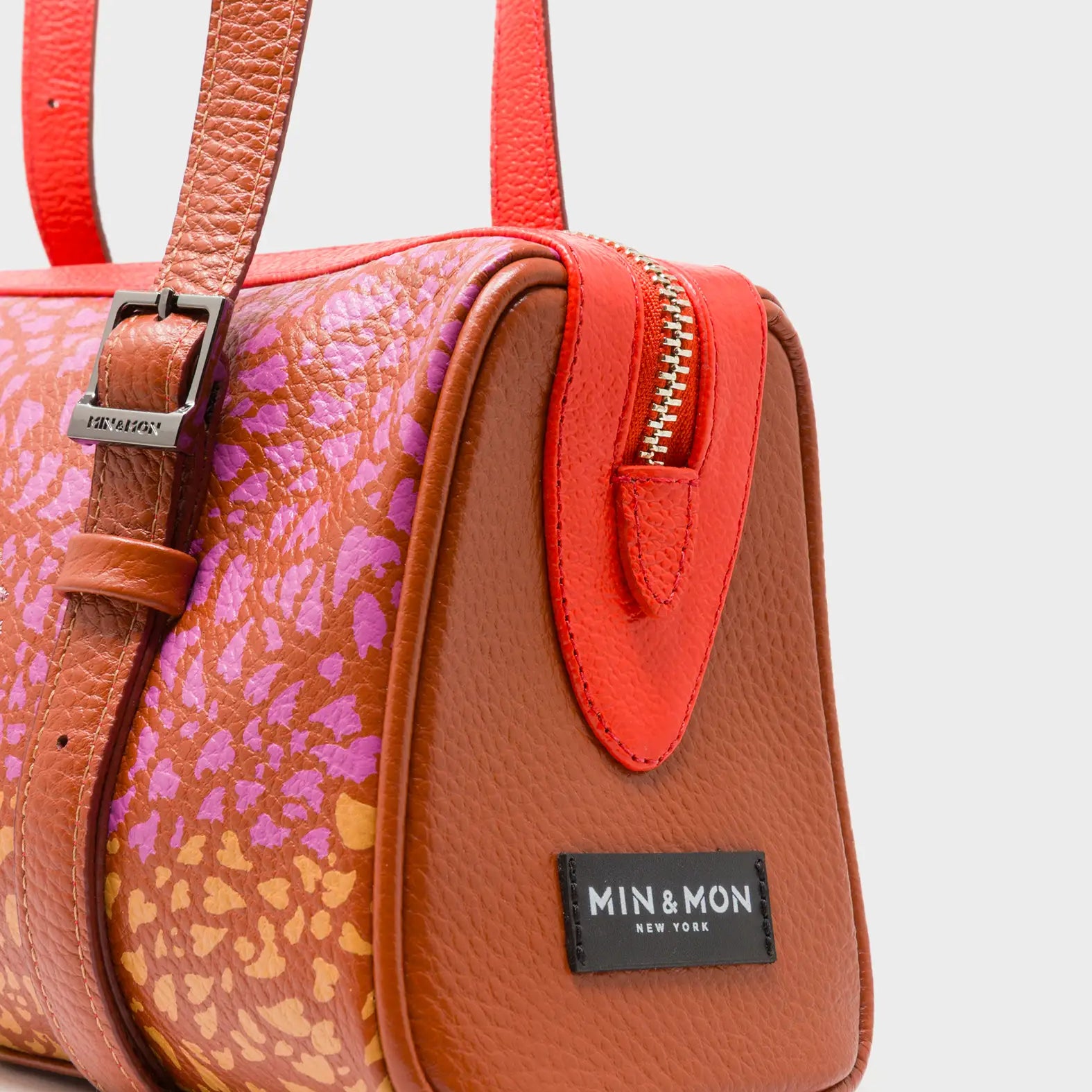Esther Baked City Brown Satchel Mini Bag - Retro Tiger Embroidery - Detail View