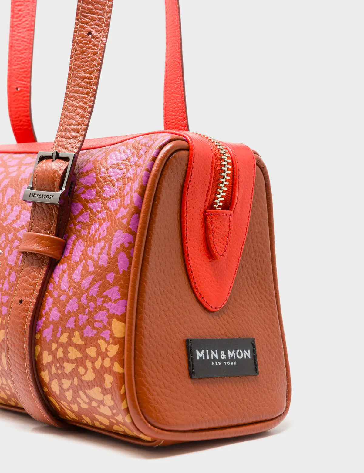 Esther Baked City Brown Satchel Mini Bag - Retro Tiger Embroidery - Detail View