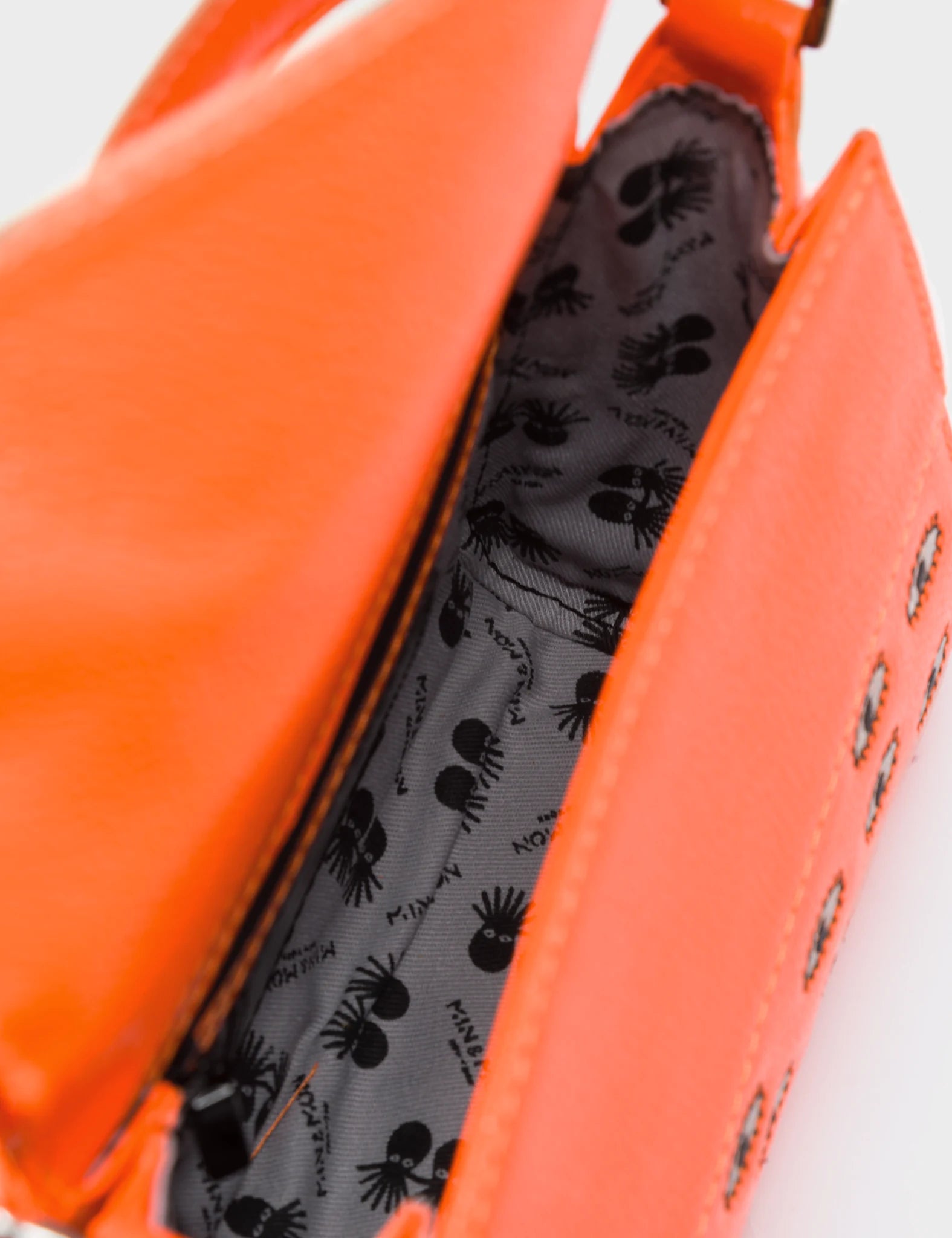 Anastasio Micro Crossbody Handbag Neon Orange Leather Eyes Embroider Min Mon