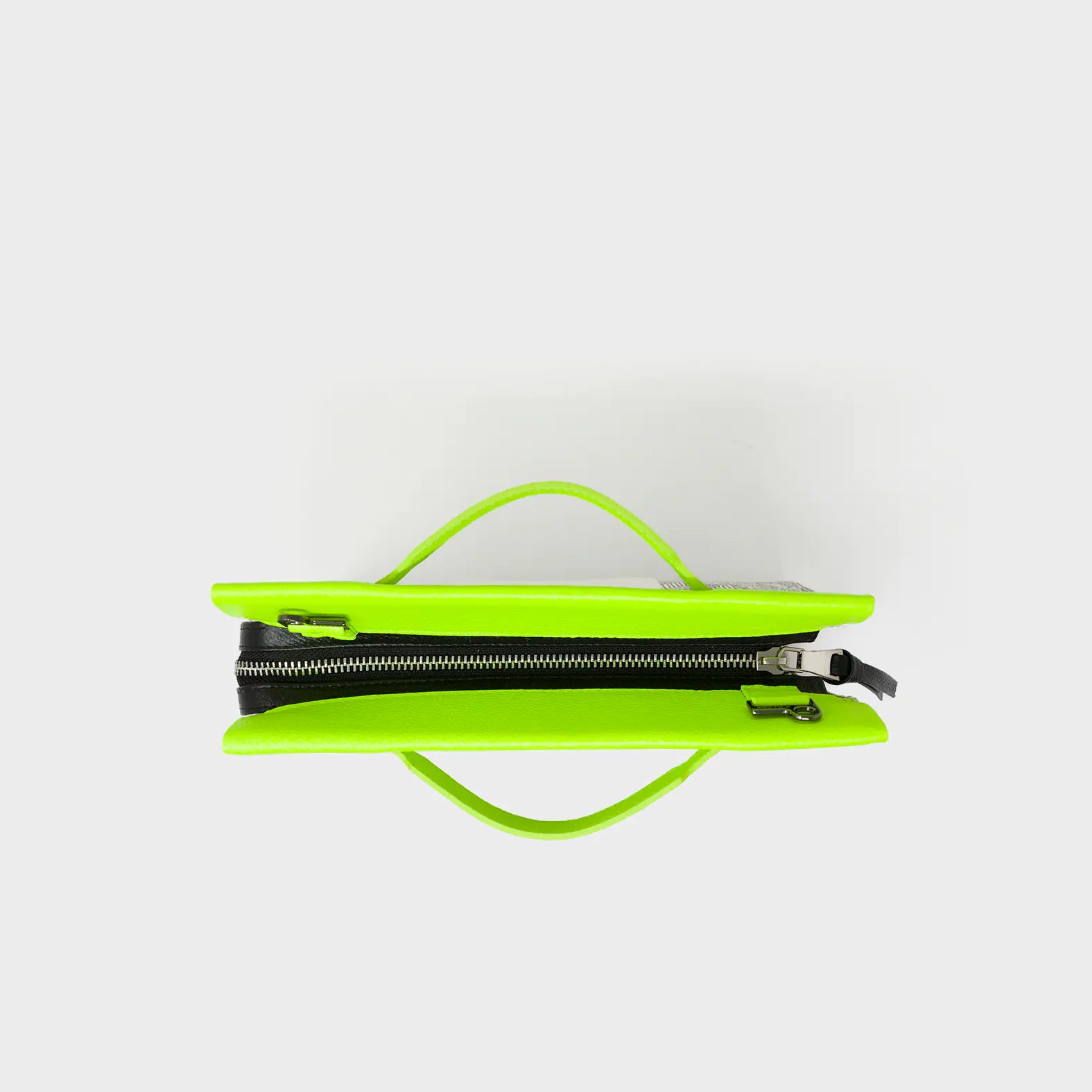Vali Small Crossbody Cream and Neon Green Leather Bag - Cubes Print - Top View