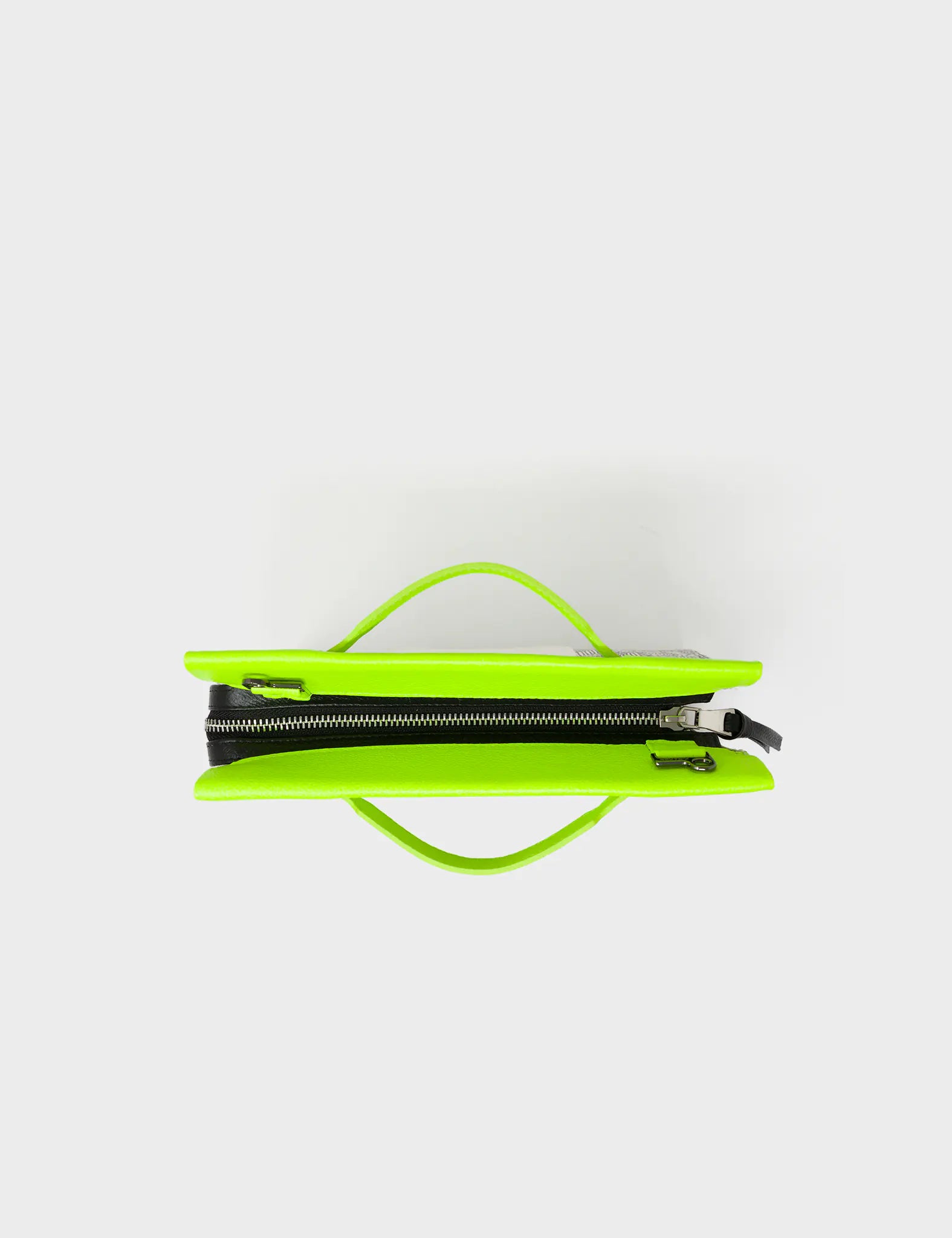 Vali Small Crossbody Cream and Neon Green Leather Bag - Cubes Print - Top View