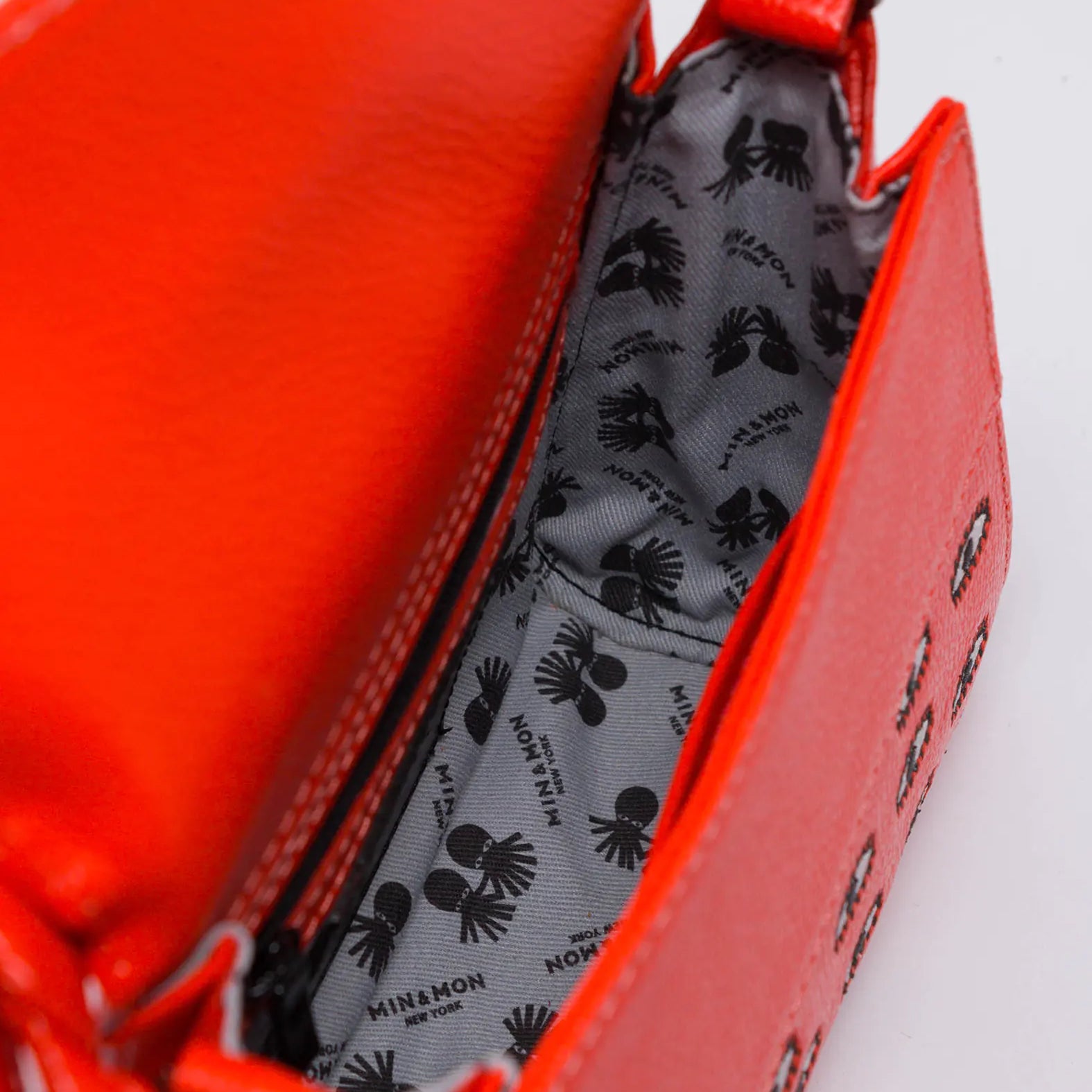 Anastasio Micro Crossbody Handbag Fiesta Red Leather - All Over Eyes Embroidery - Detail View