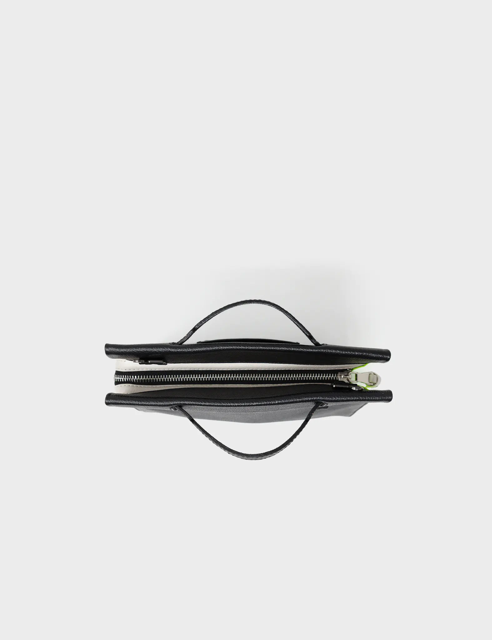 Vali Crossbody Black and Neon Green Leather Bag - All Over Eyes Embroidery - Top View