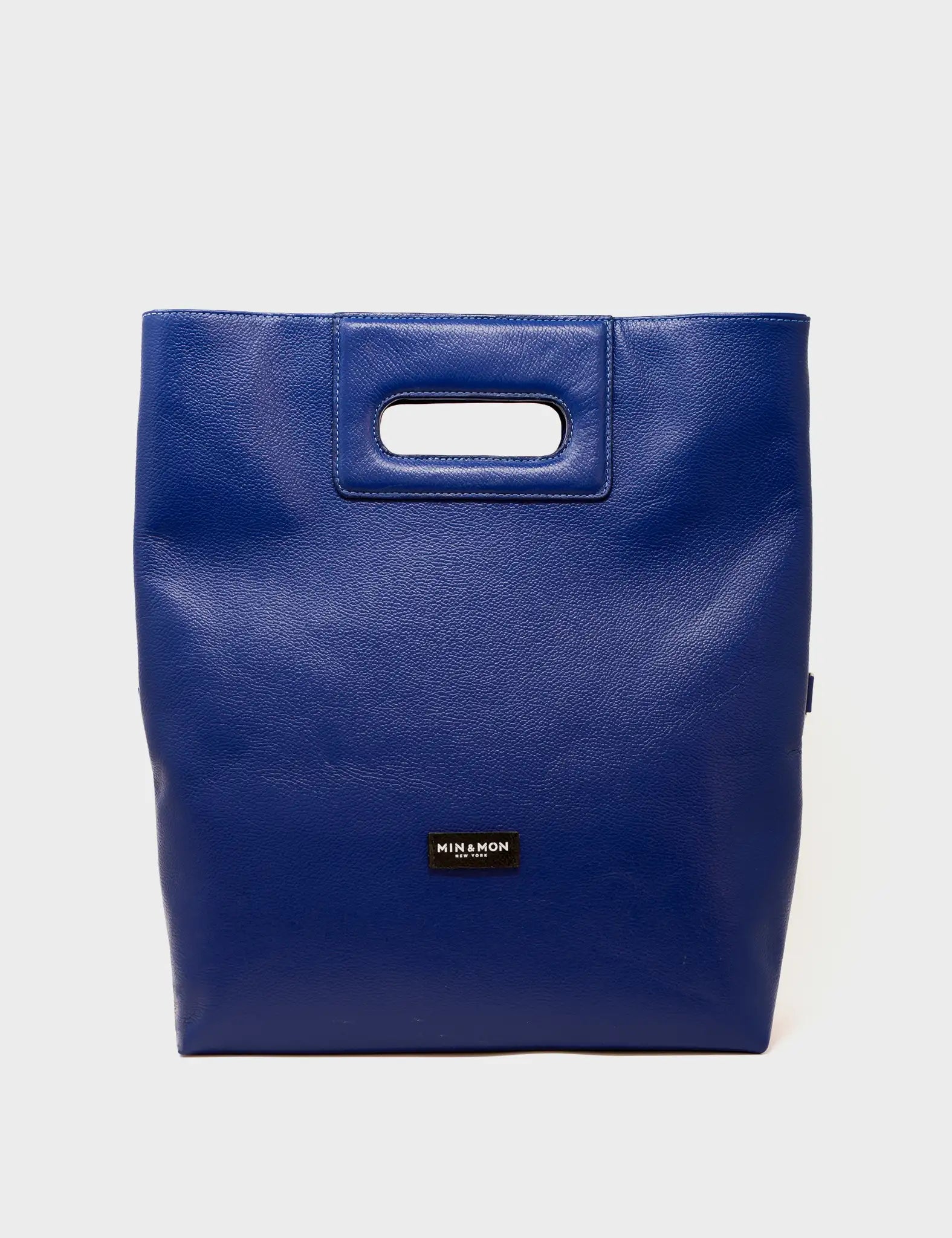 Convertible Royal Blue Leather Handbag - Utopian Landscape  - Back