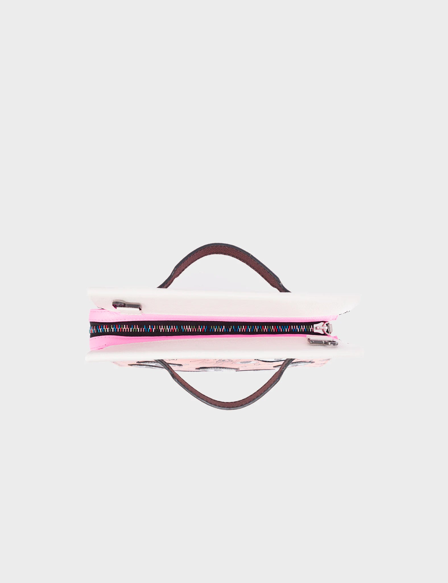 Vali Crossbody Small Rosa Leather Bag - Urban Doodles Print and Eyes Applique - Top View