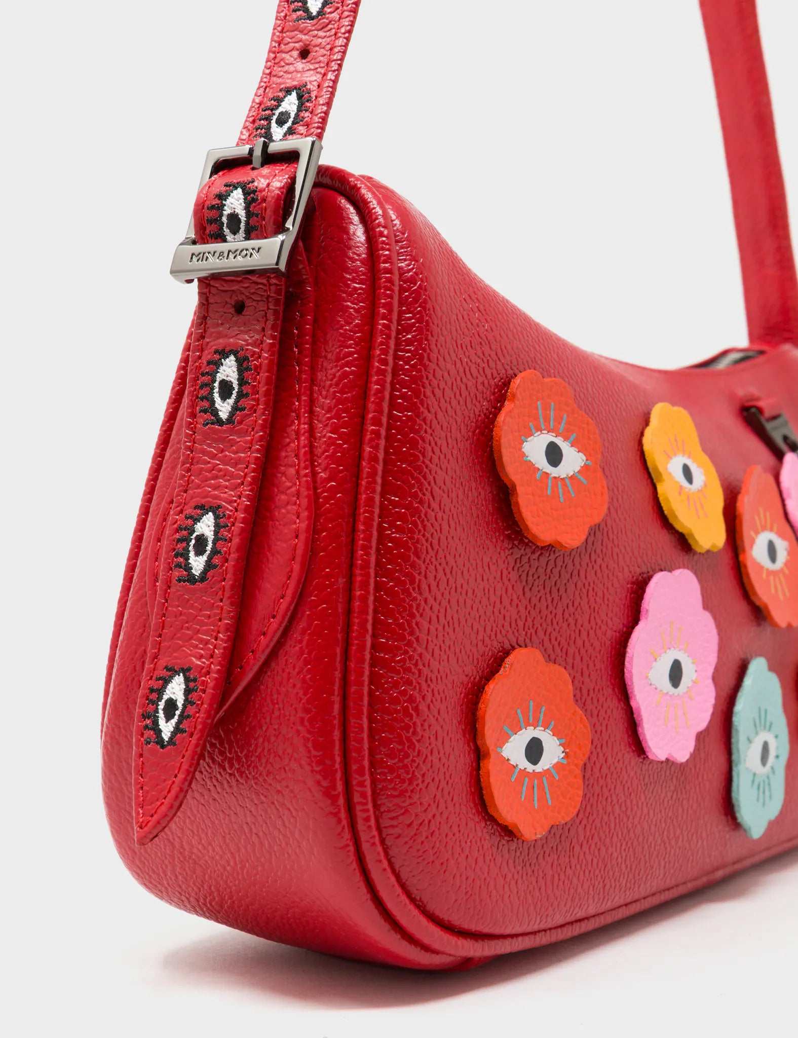 Lucas Hobo Mini Jester Red Handbag - Floralia Design - Side View