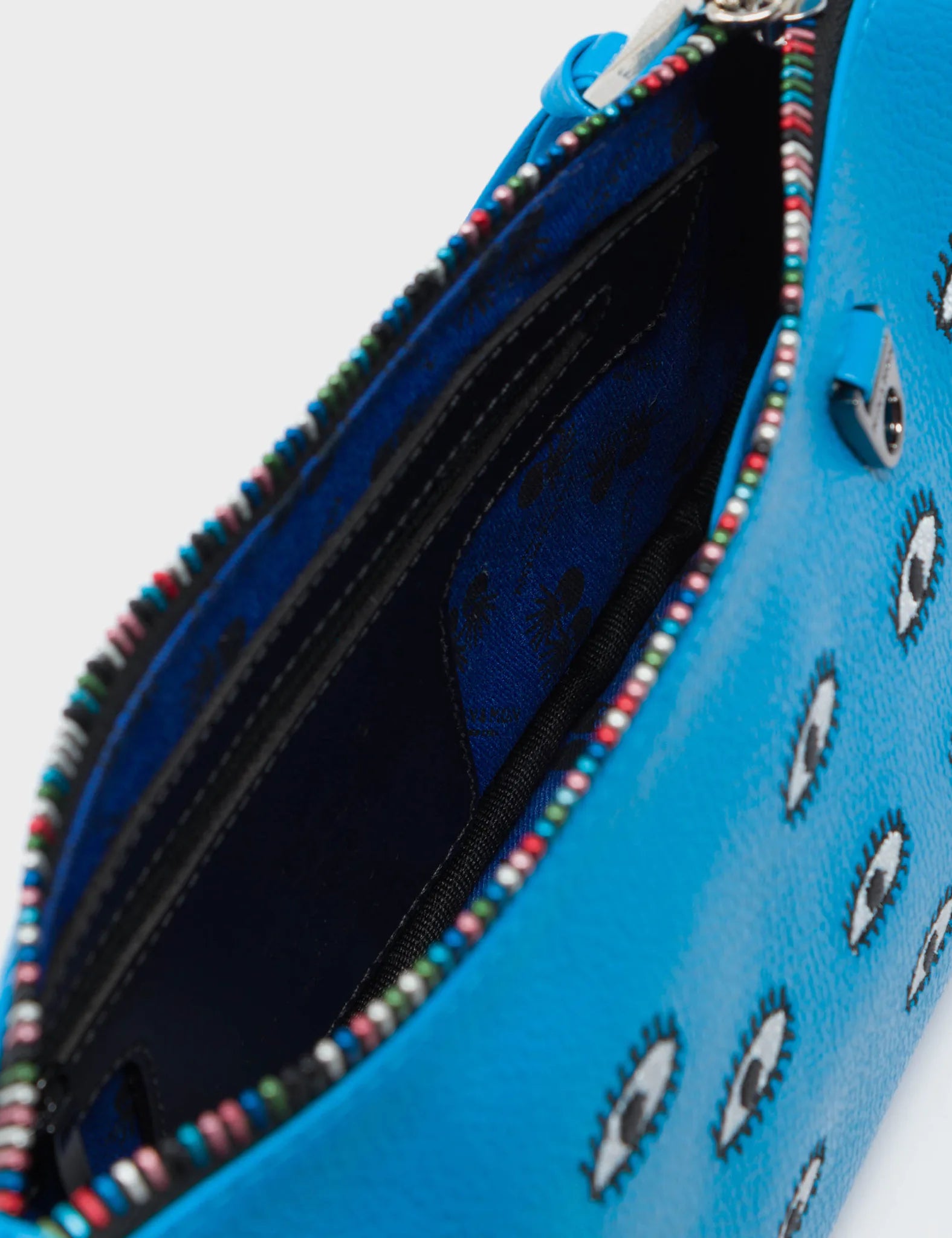 Lucas Hobo Mini Hawaii Blue Handbag - All Over Eyes Embroidery - Detail View