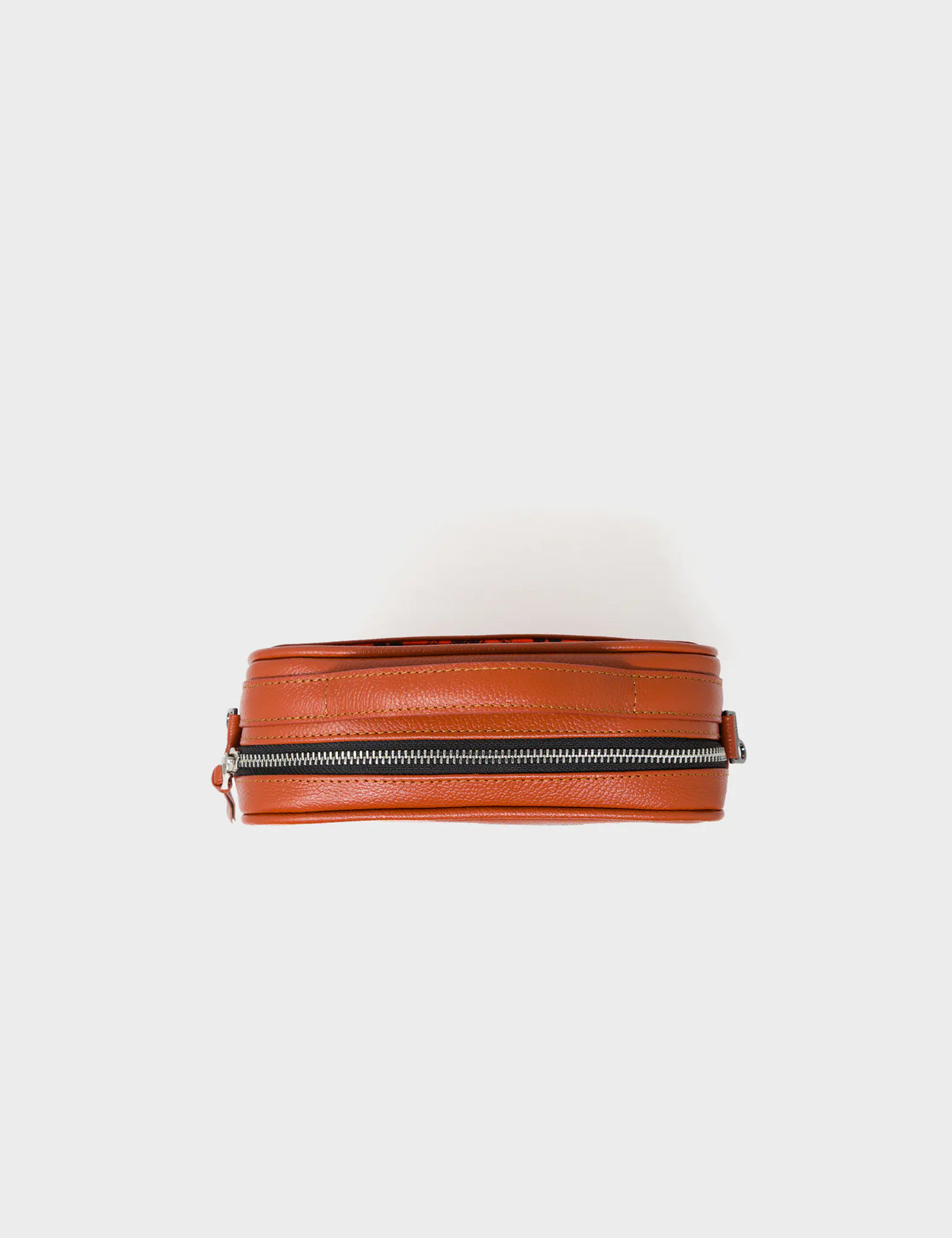 Verto Baked City Brown Leather Crossbody Bag - Happy Tiger Embroidery - Up view