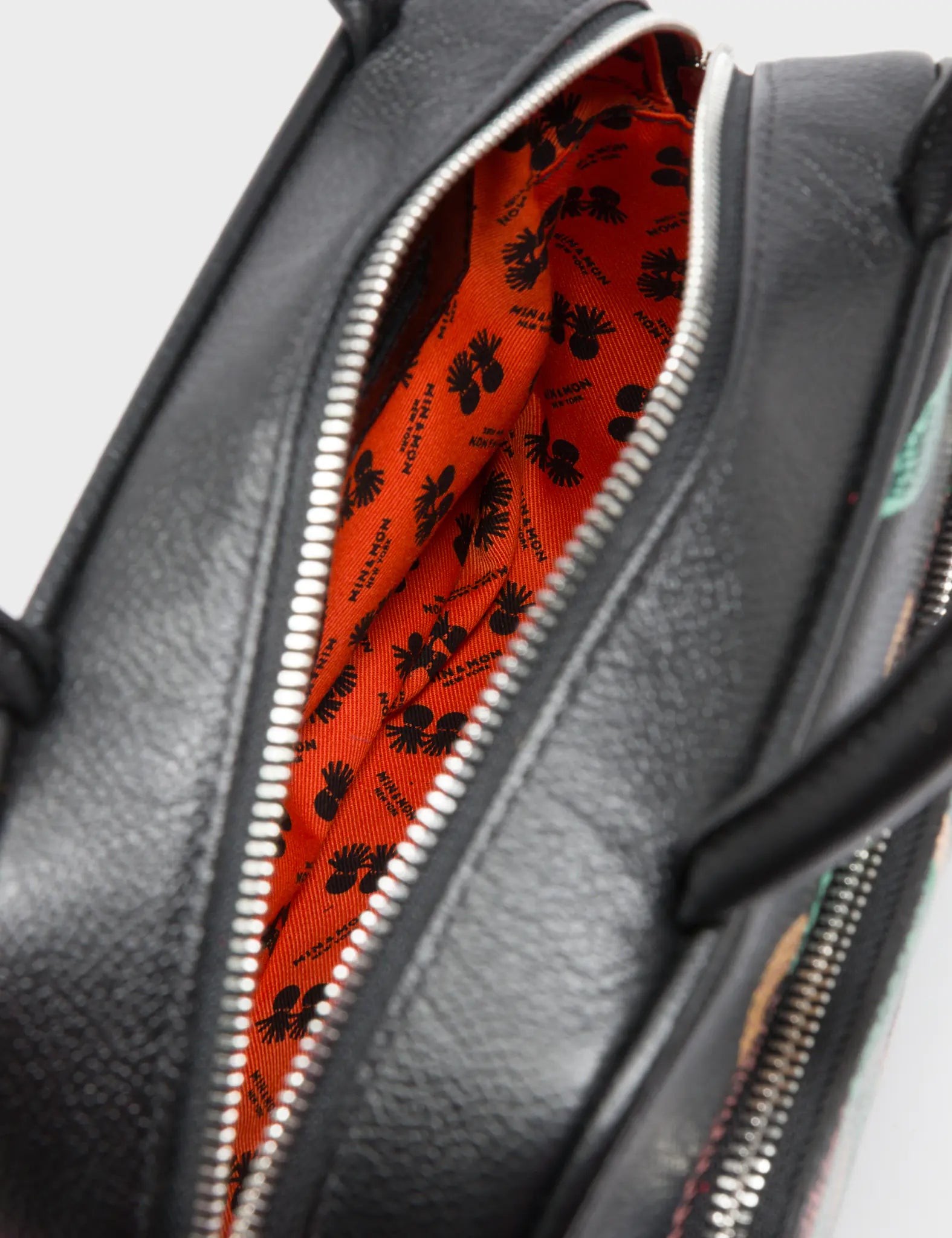 Marino Medium Crossbody Black Leather Bag - Tiger And Snake Print - Open View