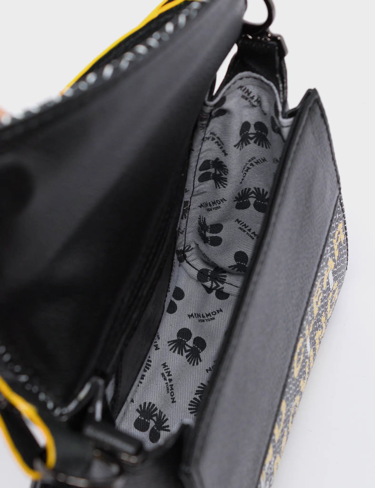 Anastasio Micro Crossbody Handbag Black Leather - Subway Platform Print - Detail View