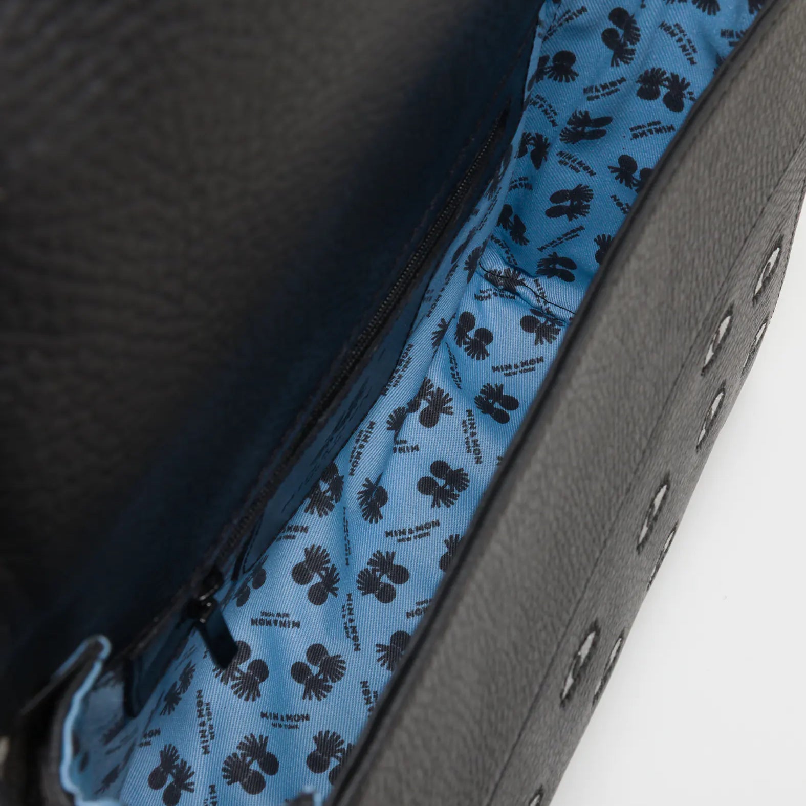 Anastasio Medium Crossbody Handbag Black Leather - All Over Eyes Embroidery - Inside View