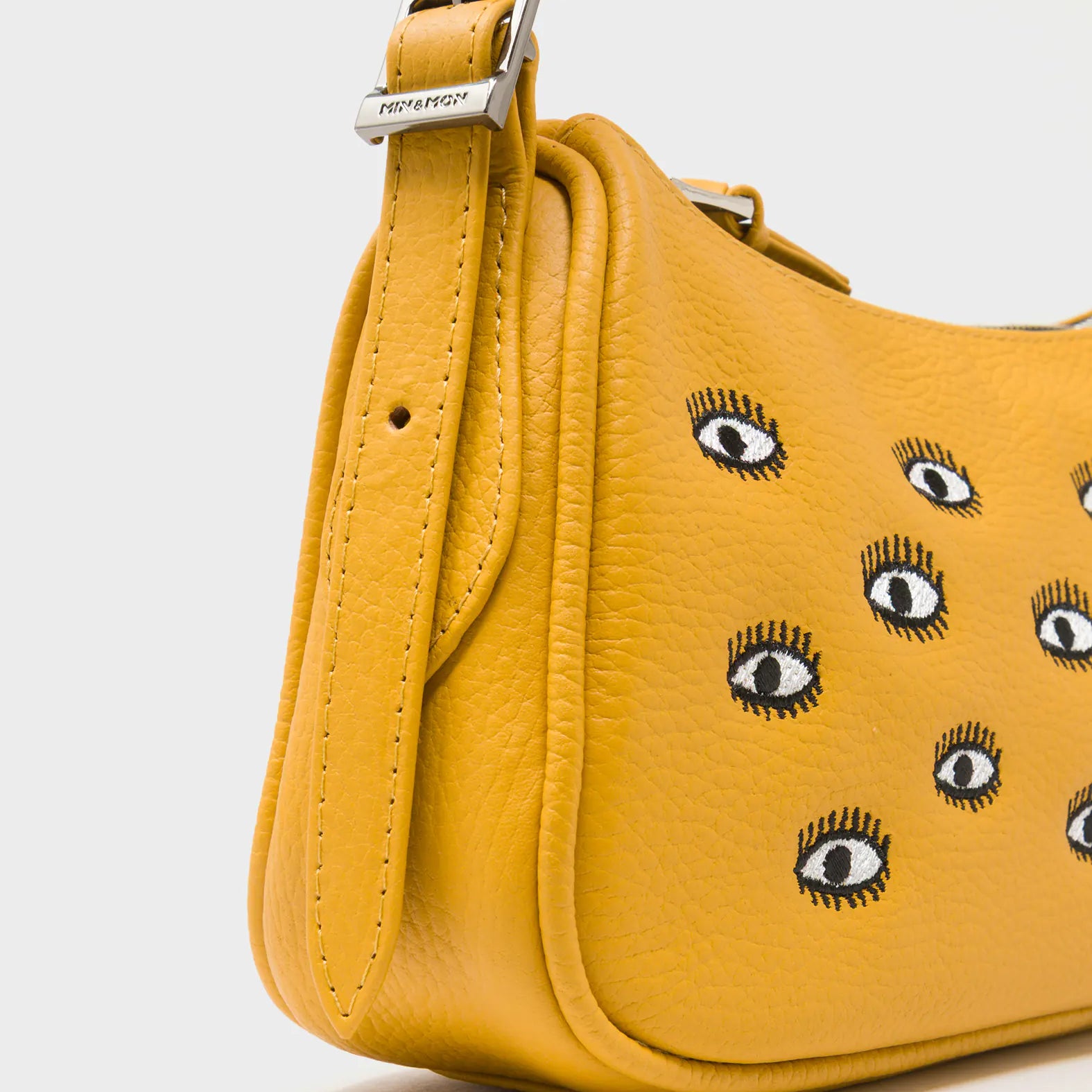 Lucas Hobo Mini Golden Glow Handbag - All Over Eyes Embroidery - Side View
