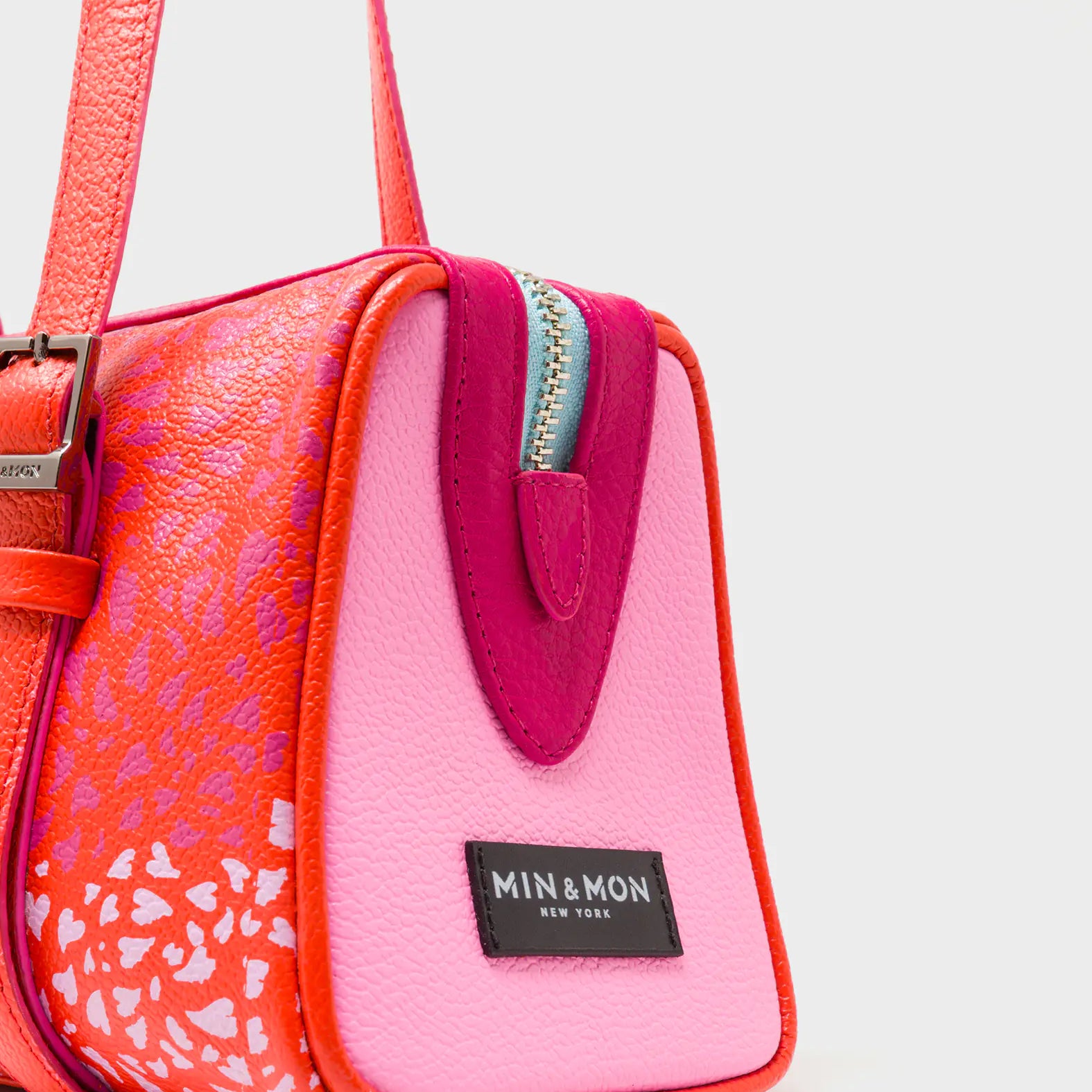 Esther Fiesta Red Satchel Mini Bag - Retro Tiger Embroidery - Side View