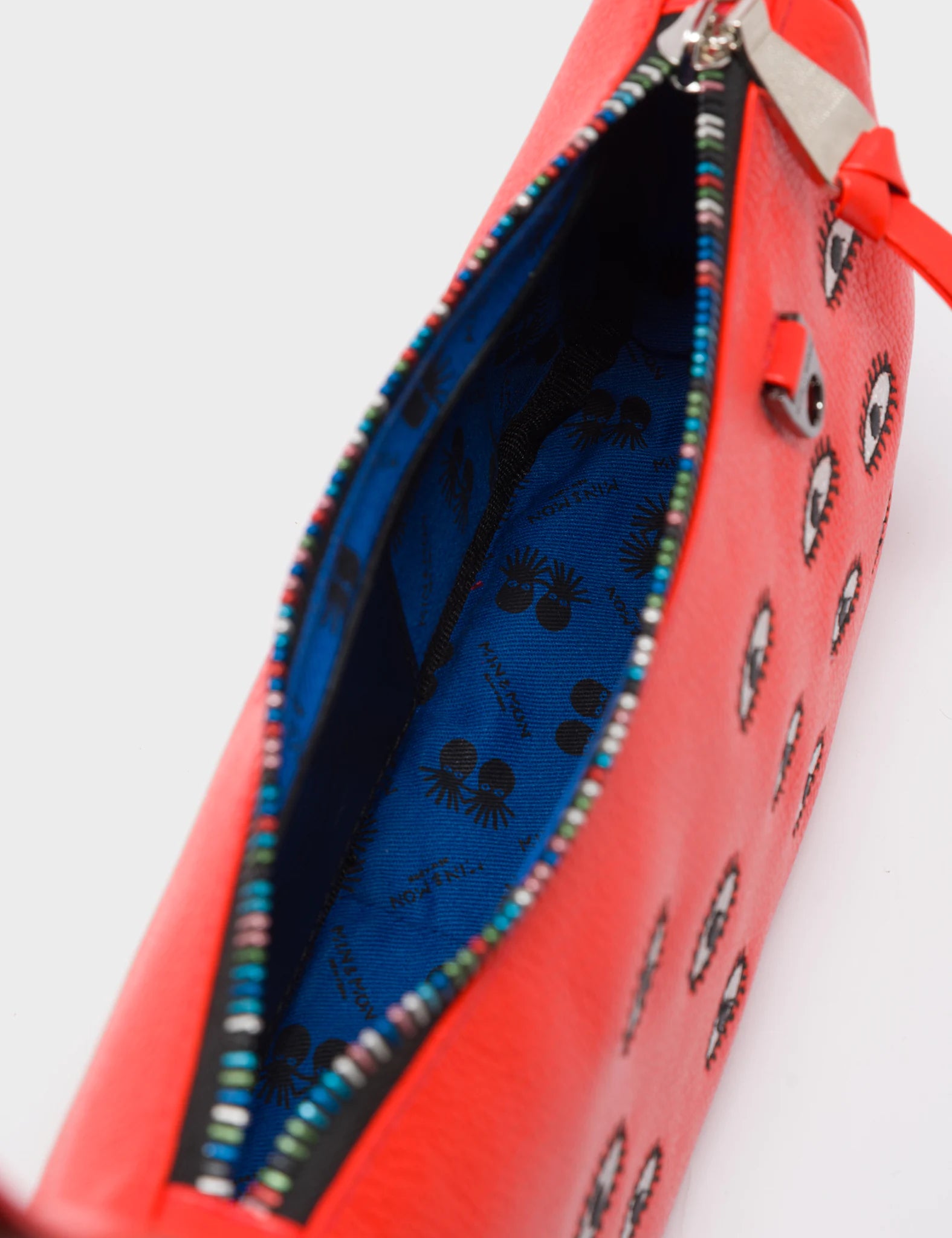 Lucas Hobo Mini Fiesta Red Handbag - All Over Eyes Embroidery - Inside View