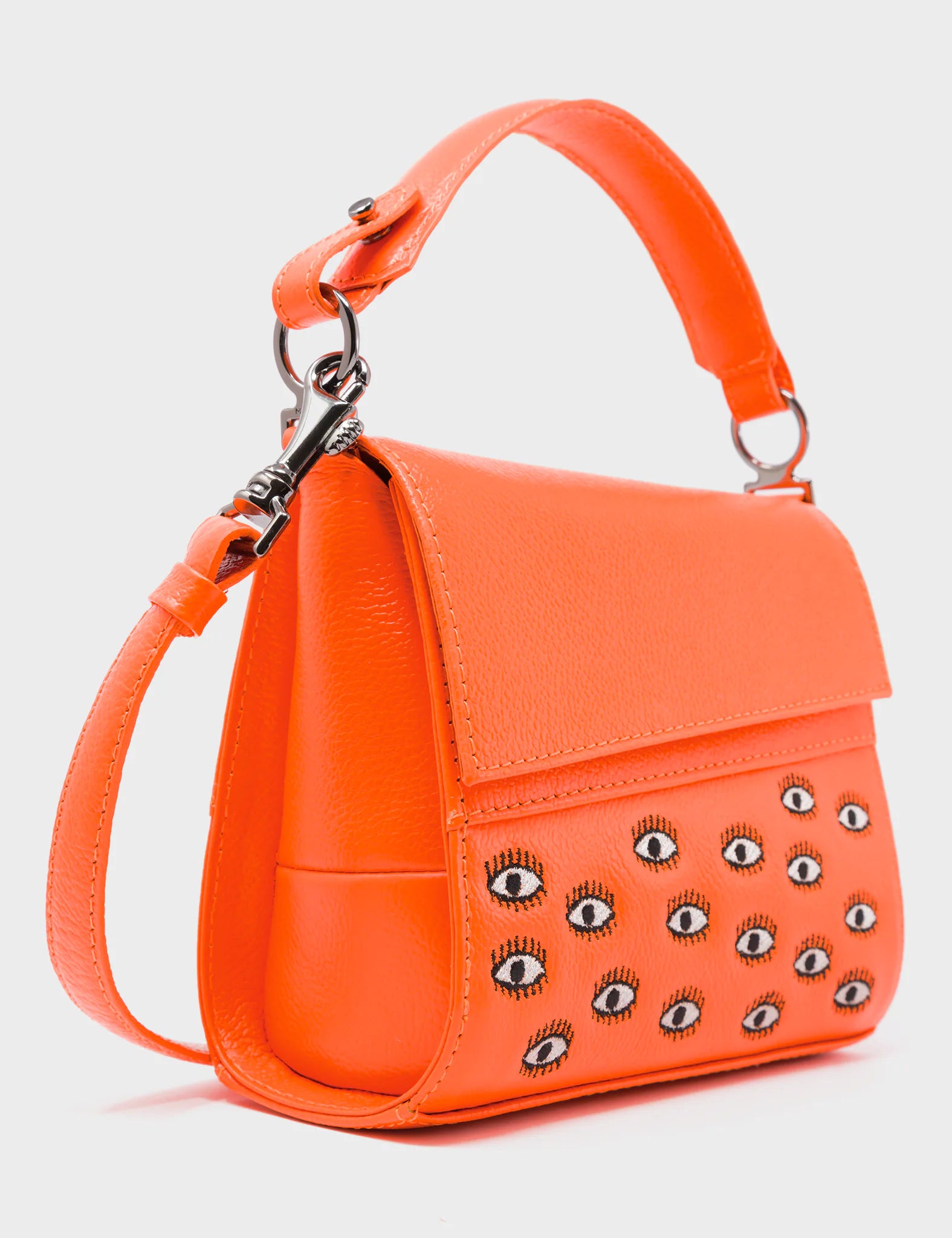 Anastasio Micro Crossbody Handbag Neon Orange Leather Eyes Embroider Min Mon